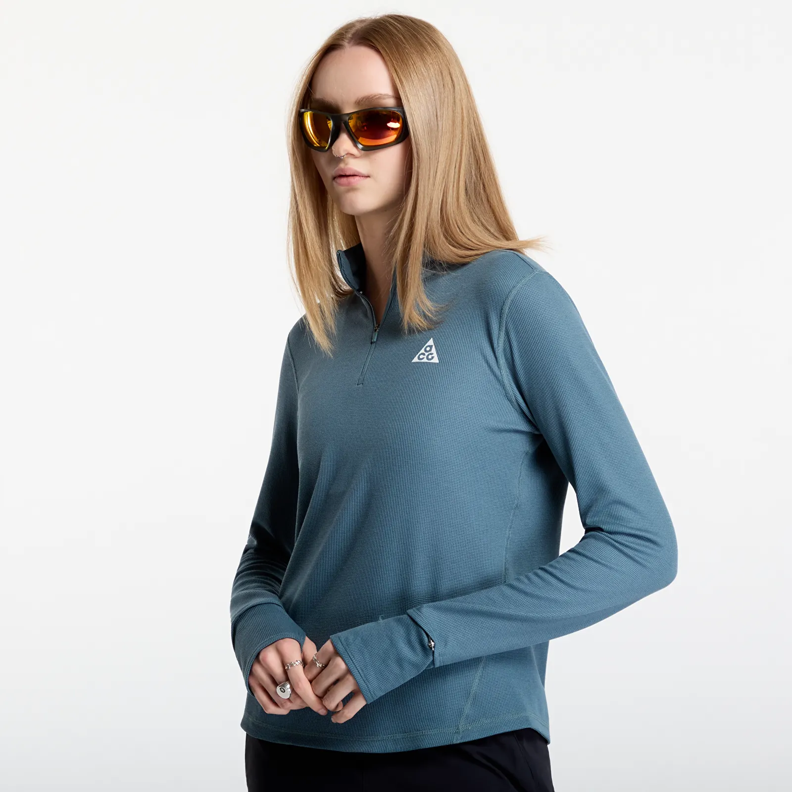 T-shirts  Nike ACG Women's Dri-FIT 1/2-Zip Trail Running Top Mineral Slate/ Summit White
