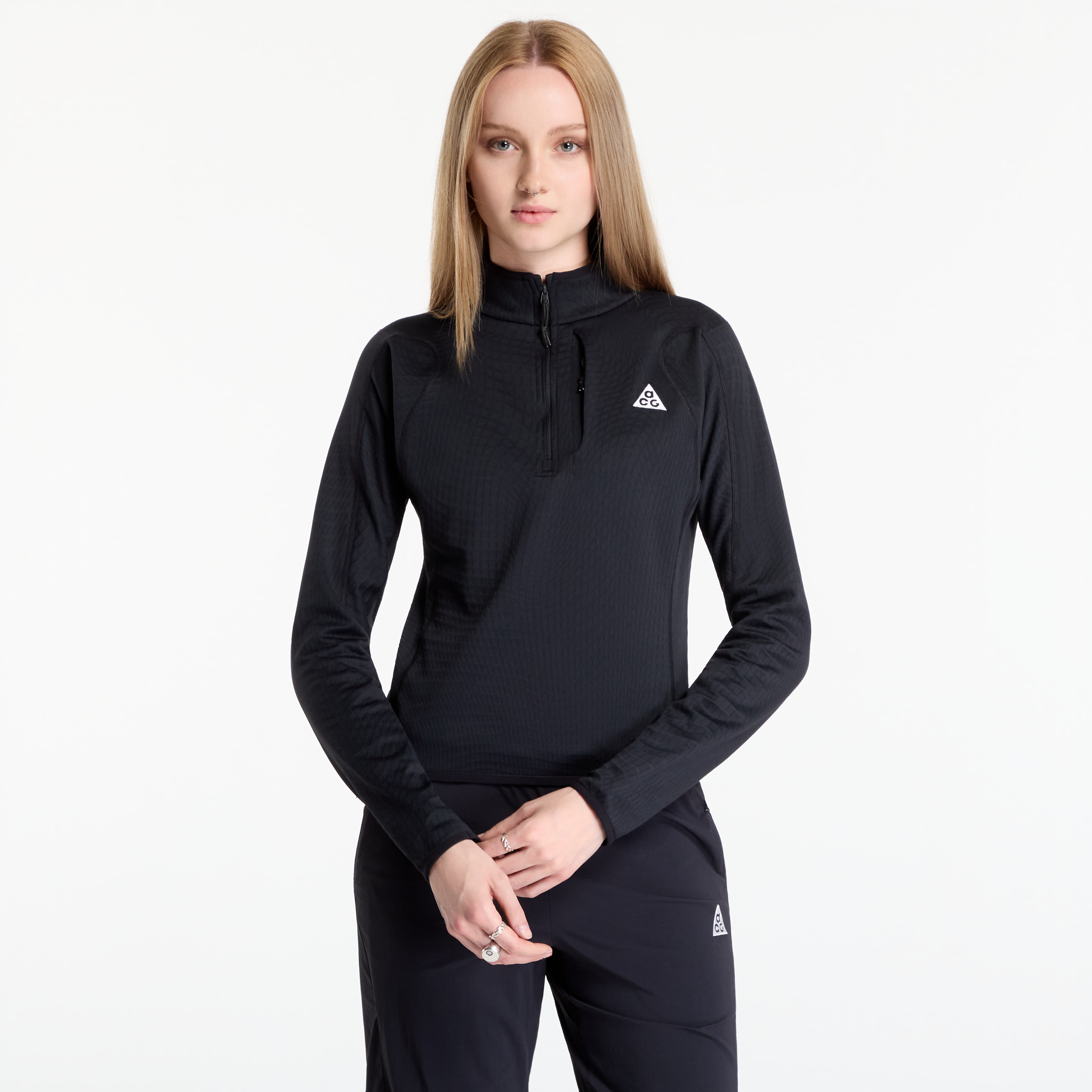 Tank top Nike ACG Wolf Grid Womens Therma-FIT 1/2-Zip Hiking Top Black/ Summit White XS