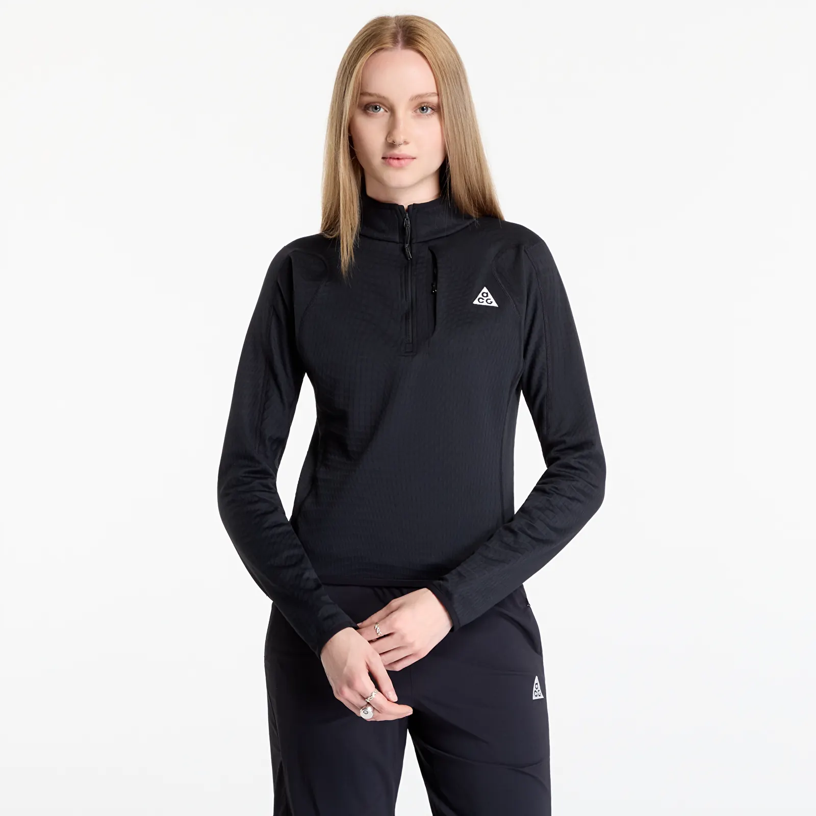 Women's tank tops Nike ACG "Wolf Grid" Women's Therma-FIT 1/2-Zip Hiking Top Black/ Summit White