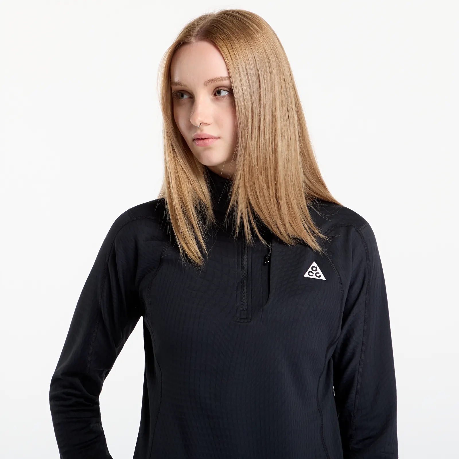 Women's tank tops Nike ACG "Wolf Grid" Women's Therma-FIT 1/2-Zip Hiking Top Black/ Summit White
