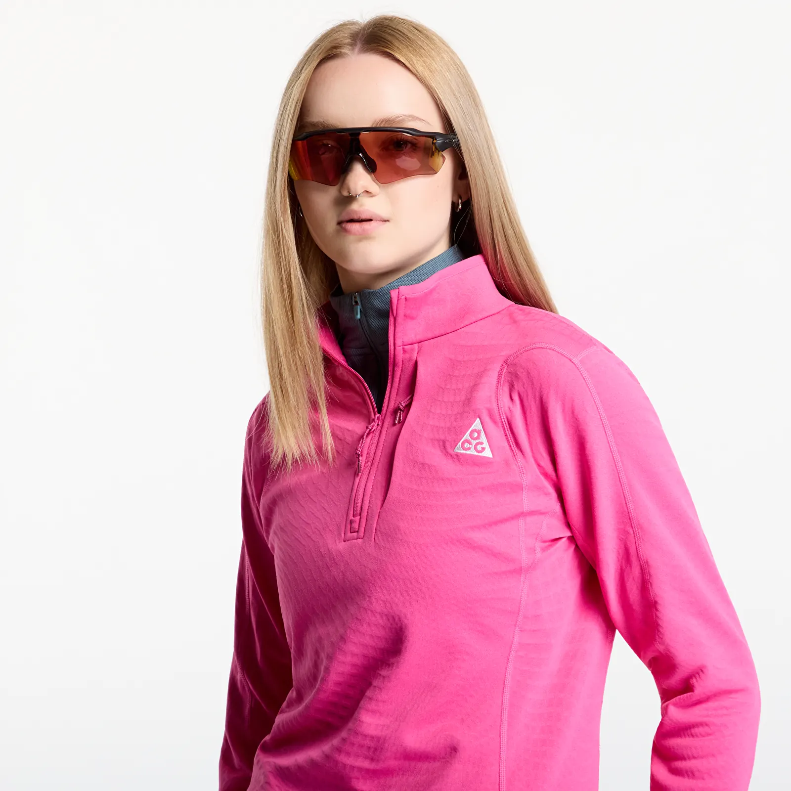 Camisetas de tirantes para mujer Nike ACG "Wolf Grid" Women's Therma-FIT 1/2-Zip Hiking Top Desert Pink/ Summit White