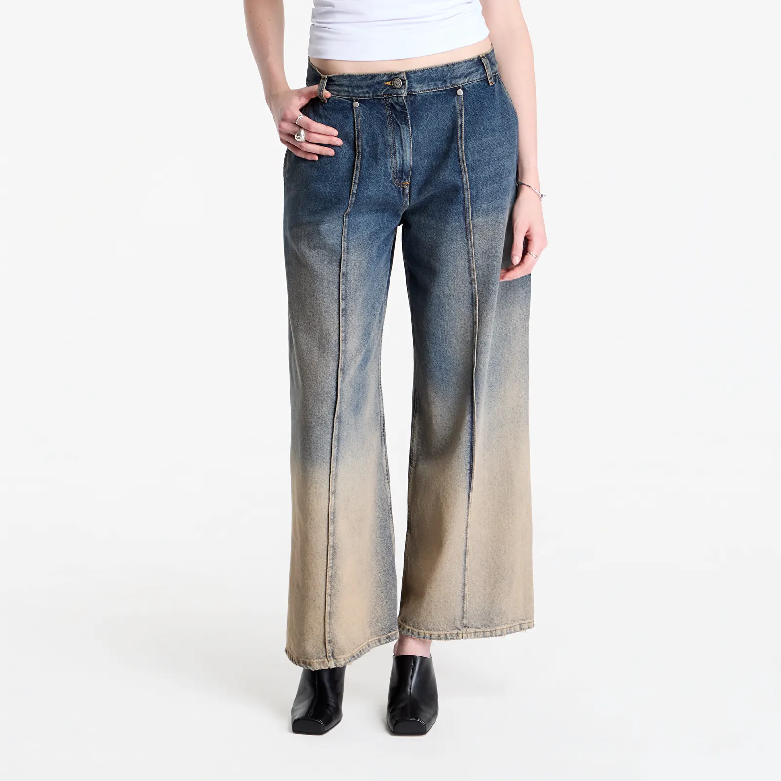 Jeans Palm Angels Pleats Denim Pants Navy Blue/ Sand