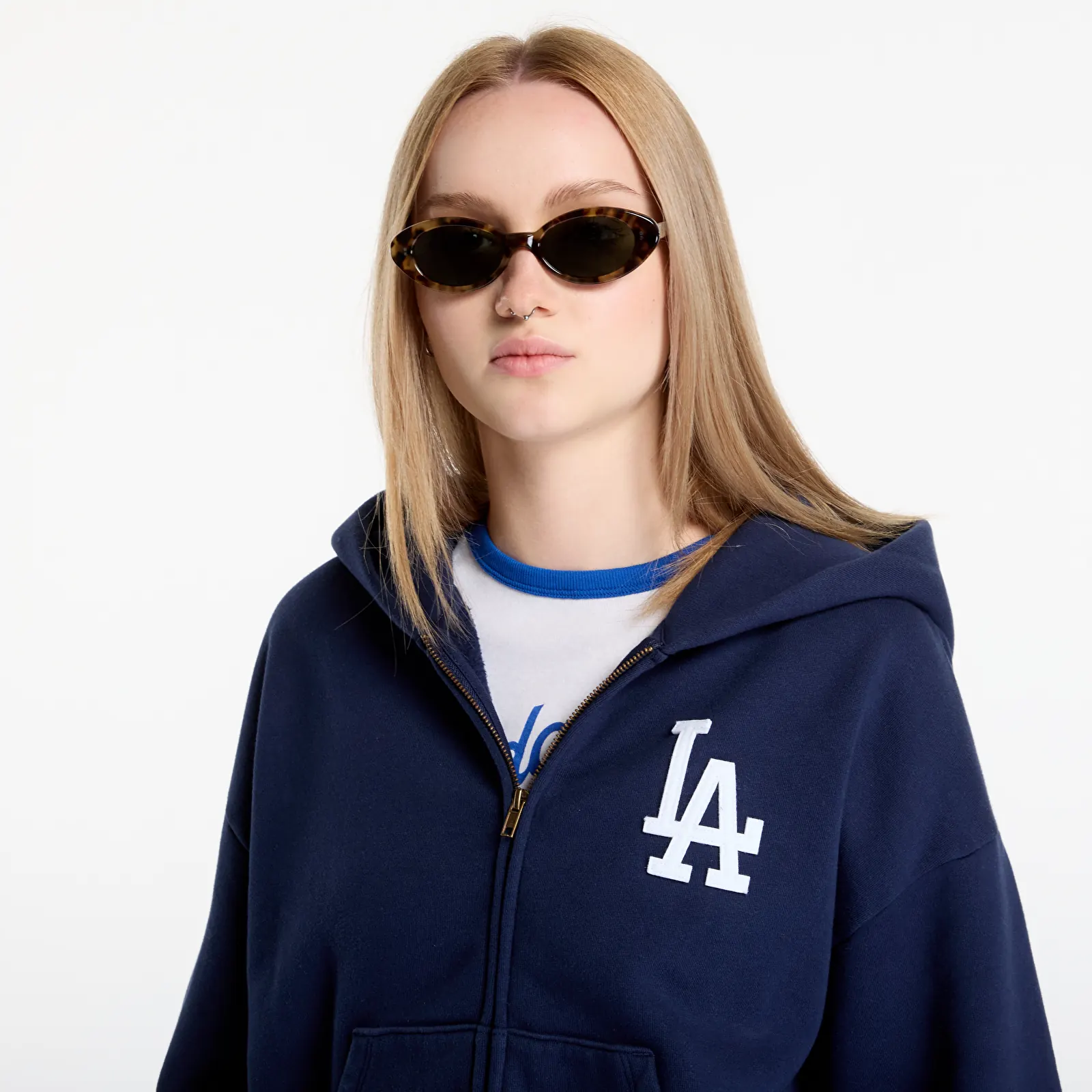 Hoodies and sweatshirts  Sporty & Rich LA Serif Zip Hoodie UNISEX Dark Navy