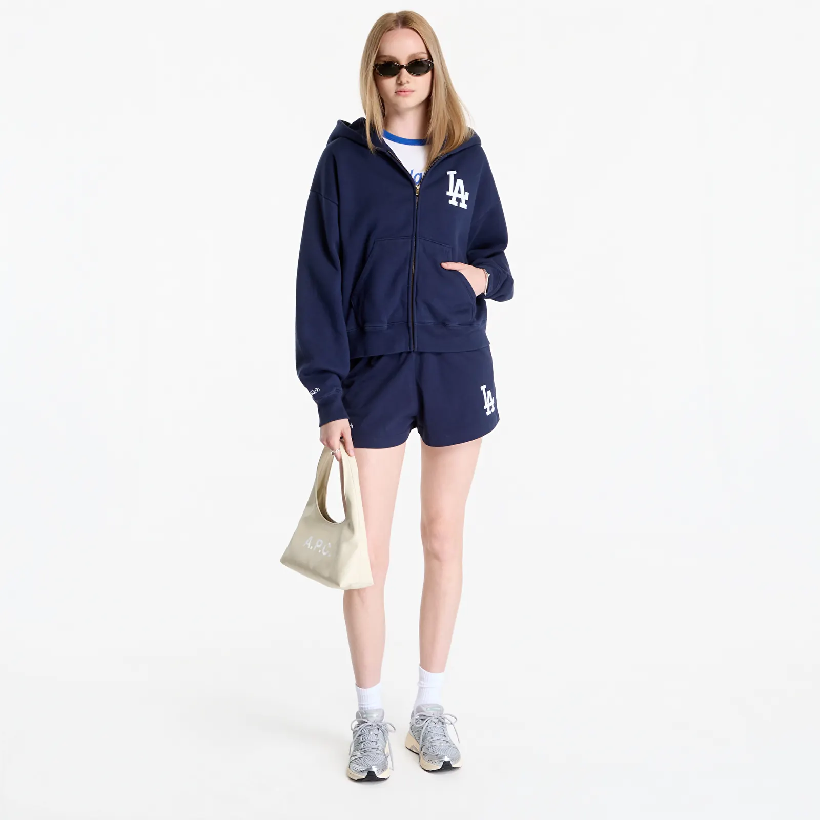 Hoodies and sweatshirts  Sporty & Rich LA Serif Zip Hoodie UNISEX Dark Navy