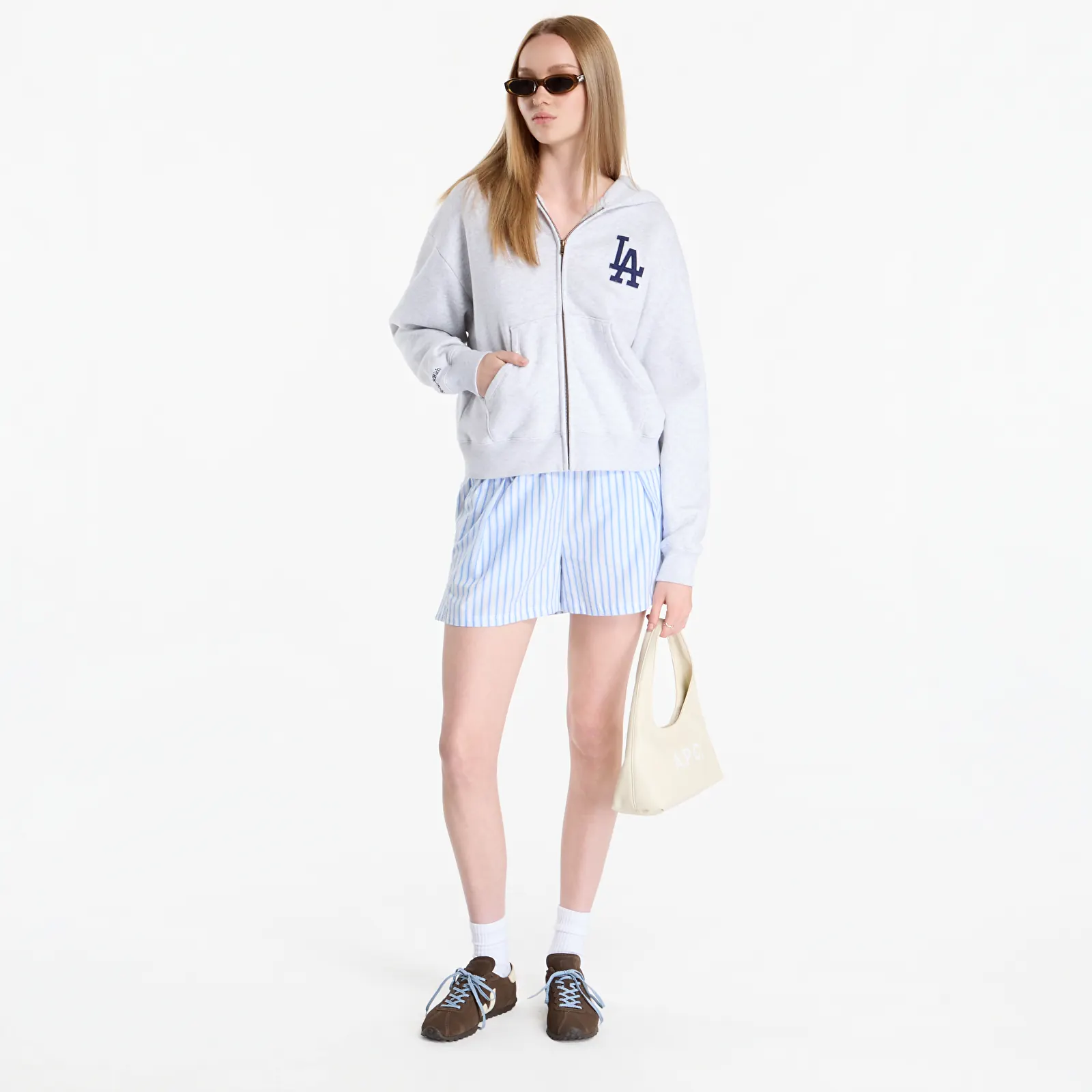 Hoodies and sweatshirts  Sporty & Rich LA Serif Zip Hoodie UNISEX Heather Gray