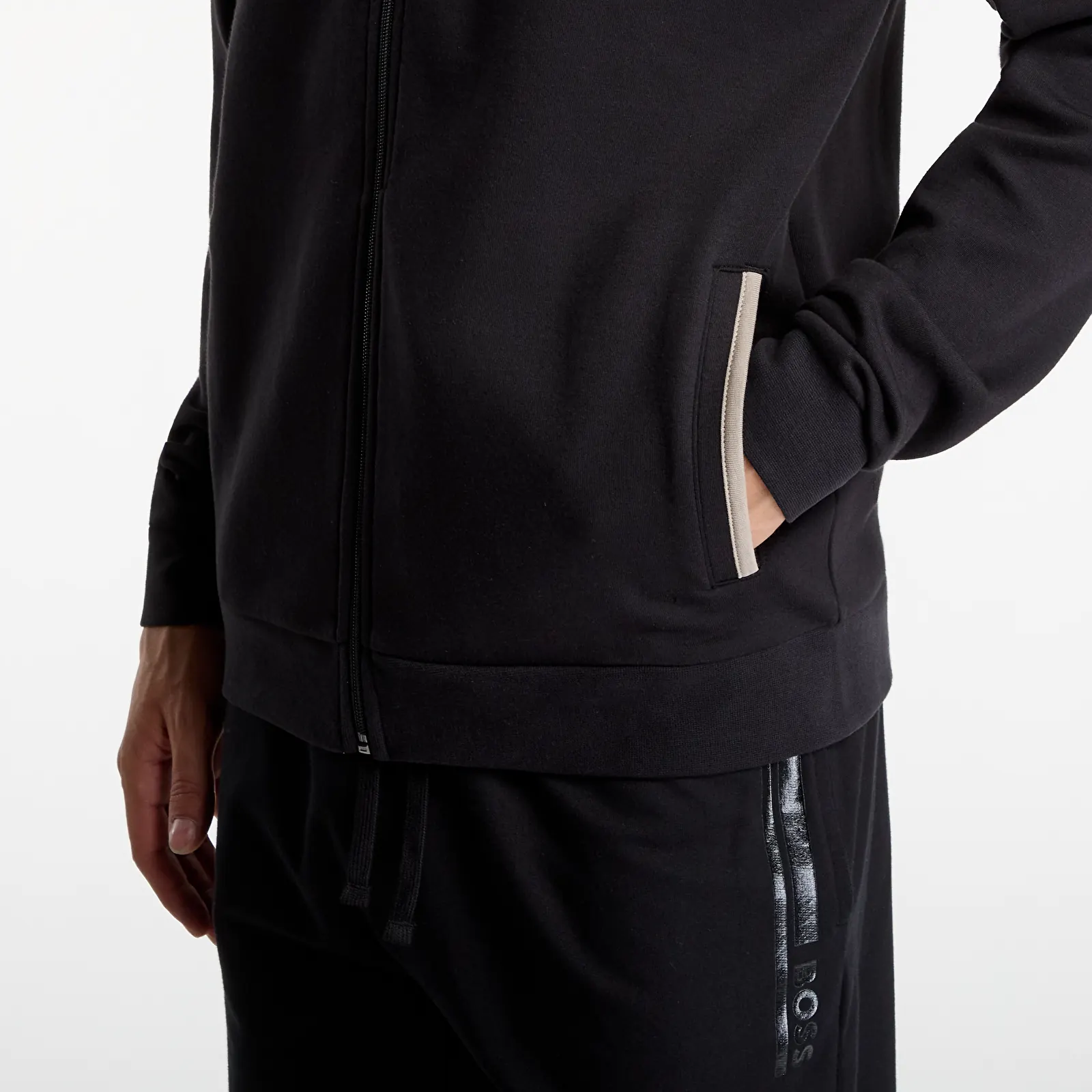 Dukserice Hugo Boss Sense Hooded Jacket Black