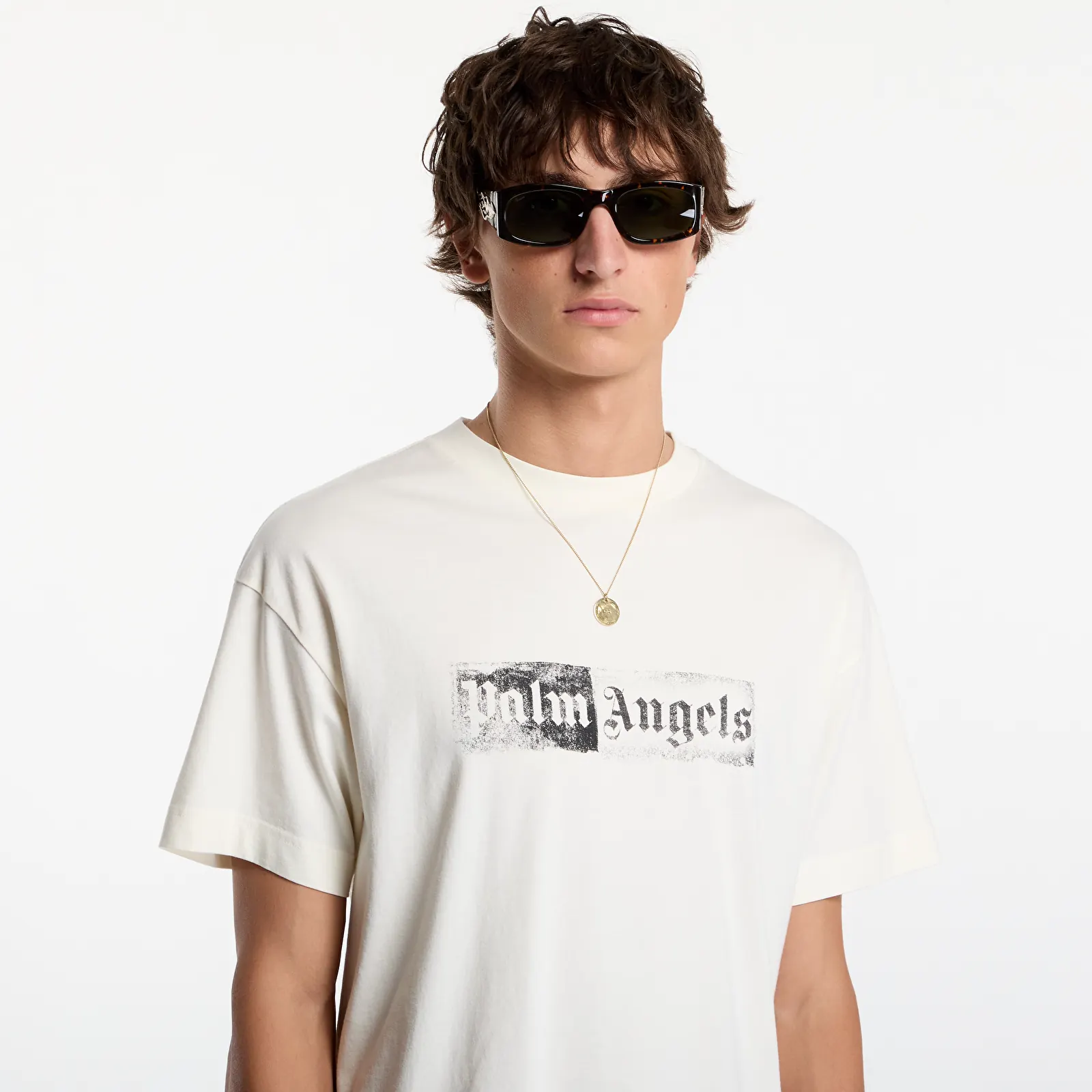 Magliette Palm Angels Stamp Logo Regular Tee Off White/ Black