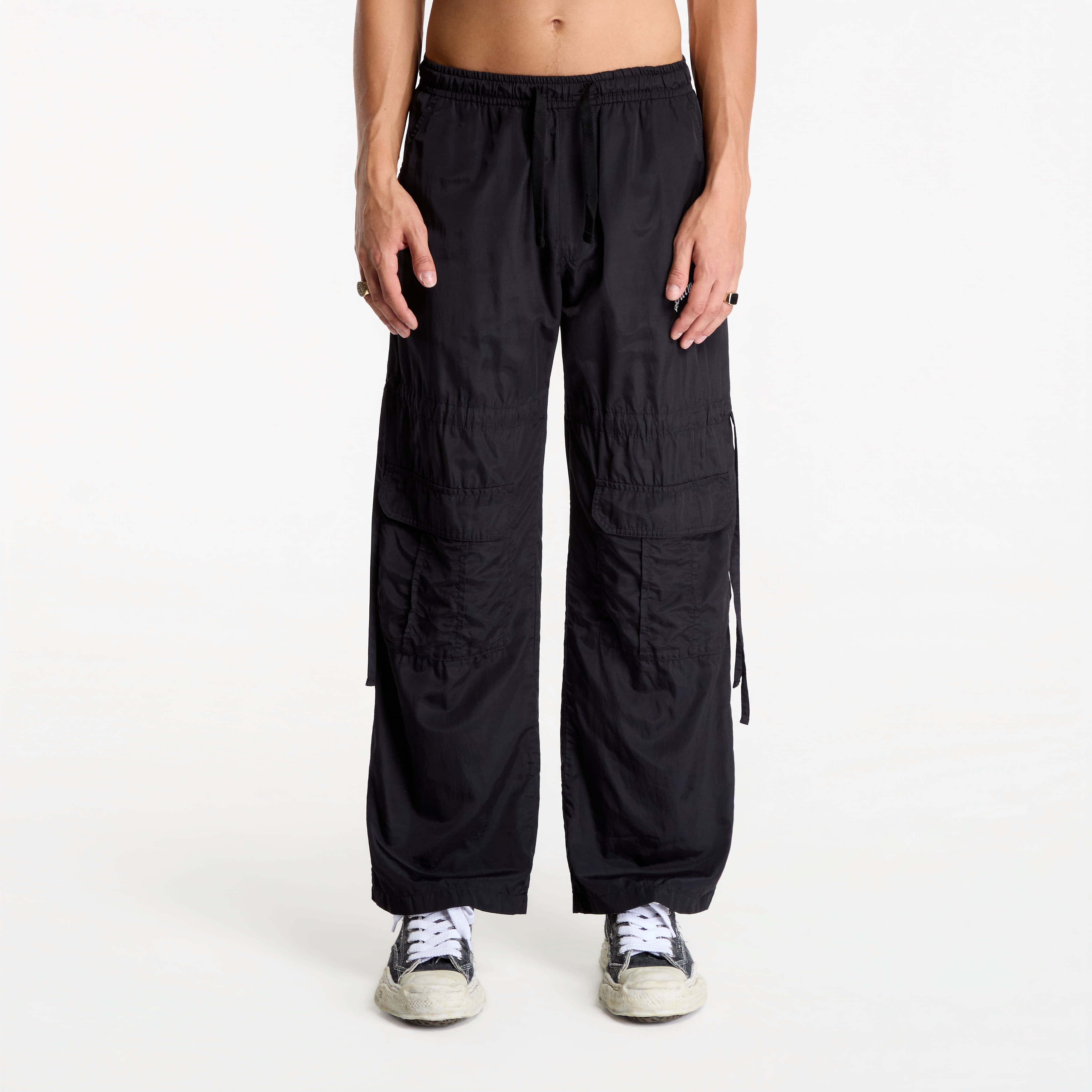 Pantaloni Palm Angels Curved Logo Draws Cargo Pants Black/ Off White XL