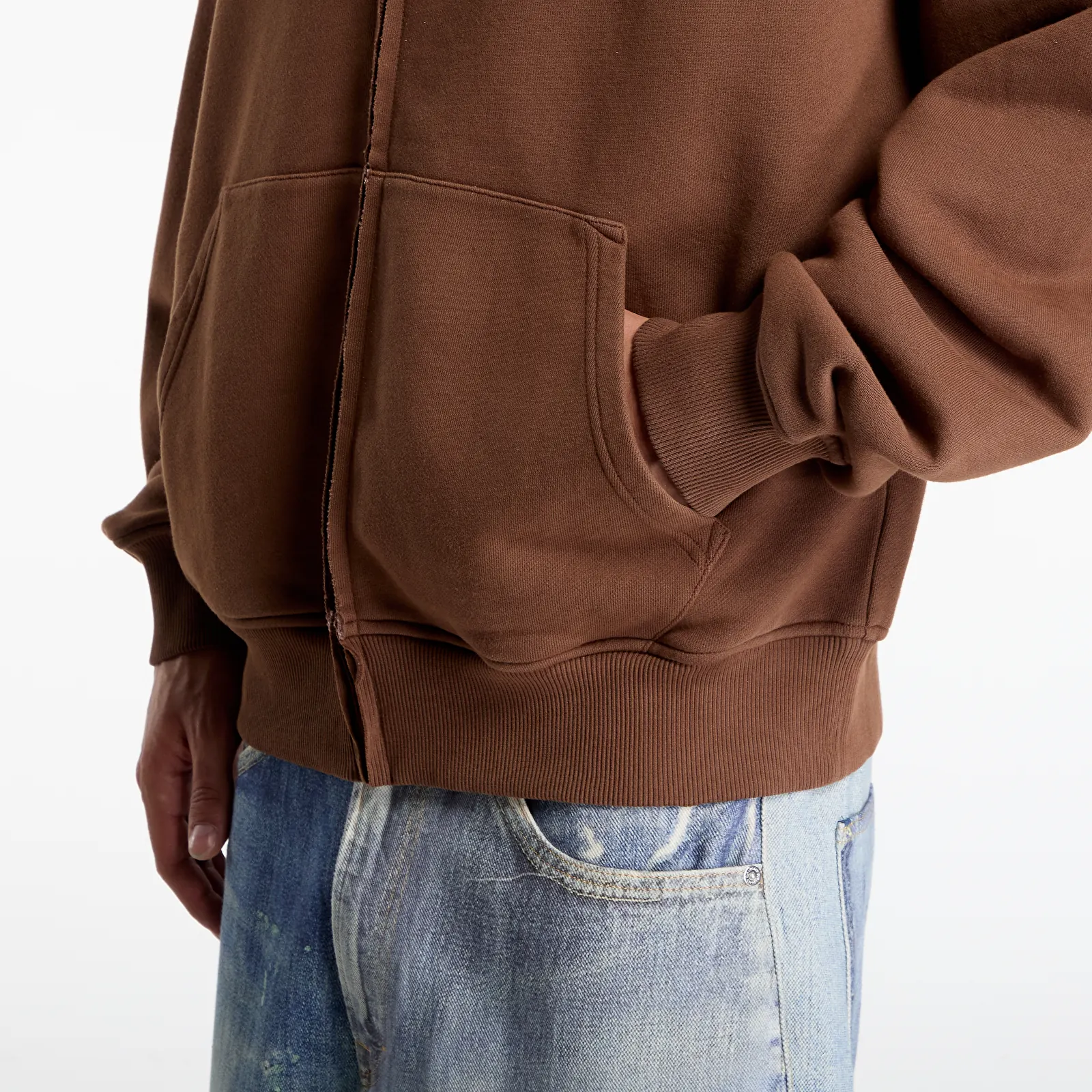 Hoodies en truien Palm Angels Big Neck Logo Zip Loose Hoodie Brown/ Off White