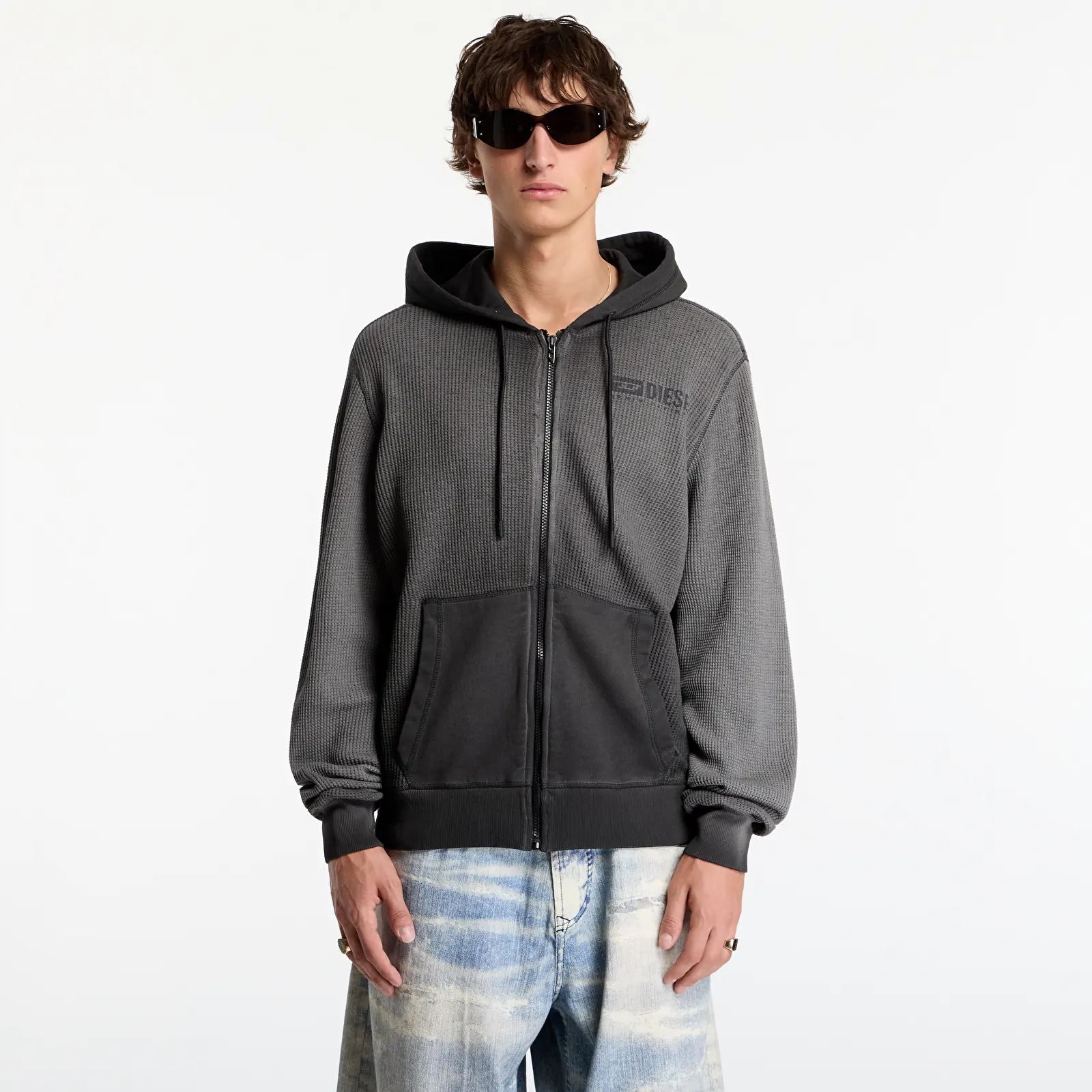 Džemperiai su gobtuvais ir džemperiai Diesel S-Wafy-Hood-Zip Sweat-Shirt Black