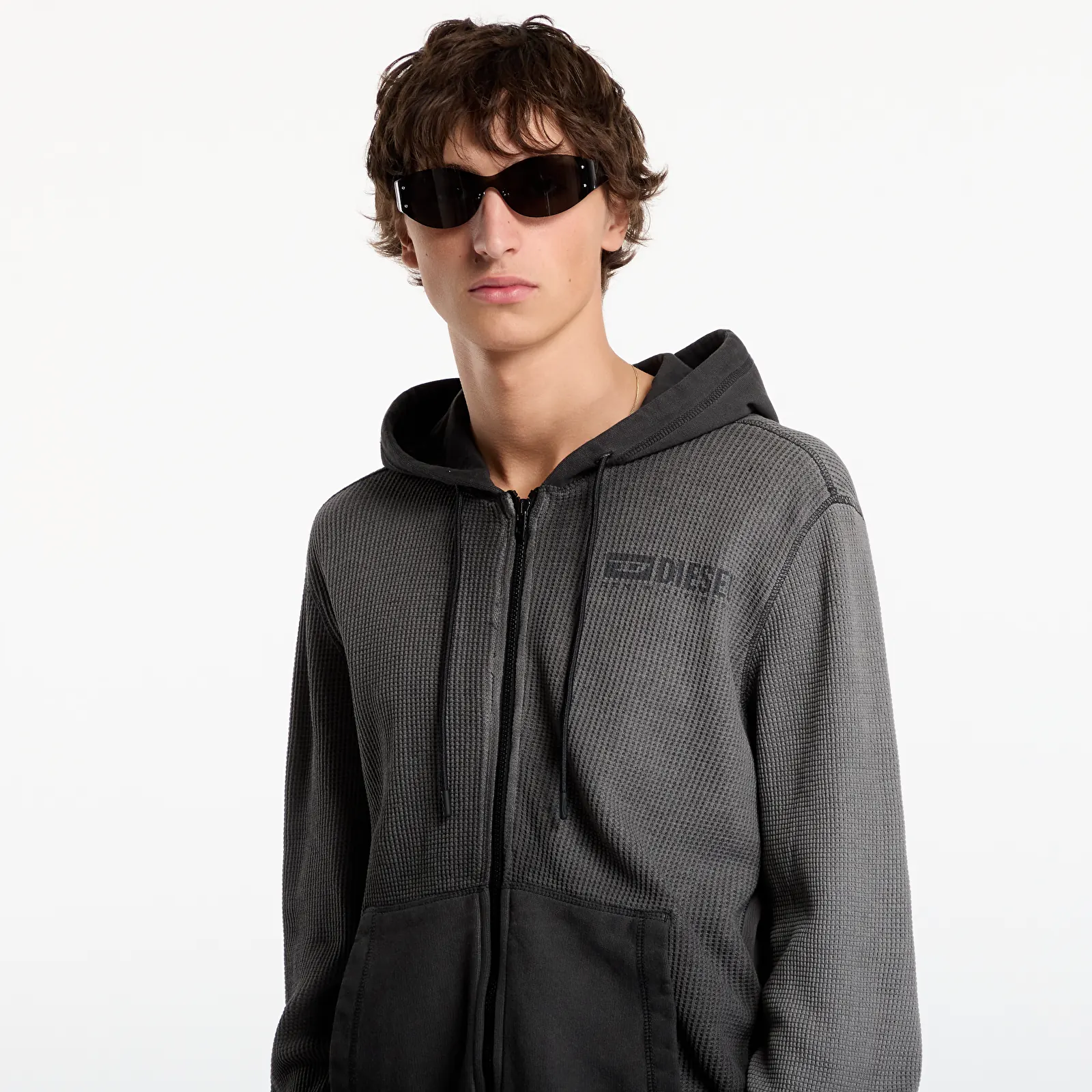 Džemperiai su gobtuvais ir džemperiai Diesel S-Wafy-Hood-Zip Sweat-Shirt Black