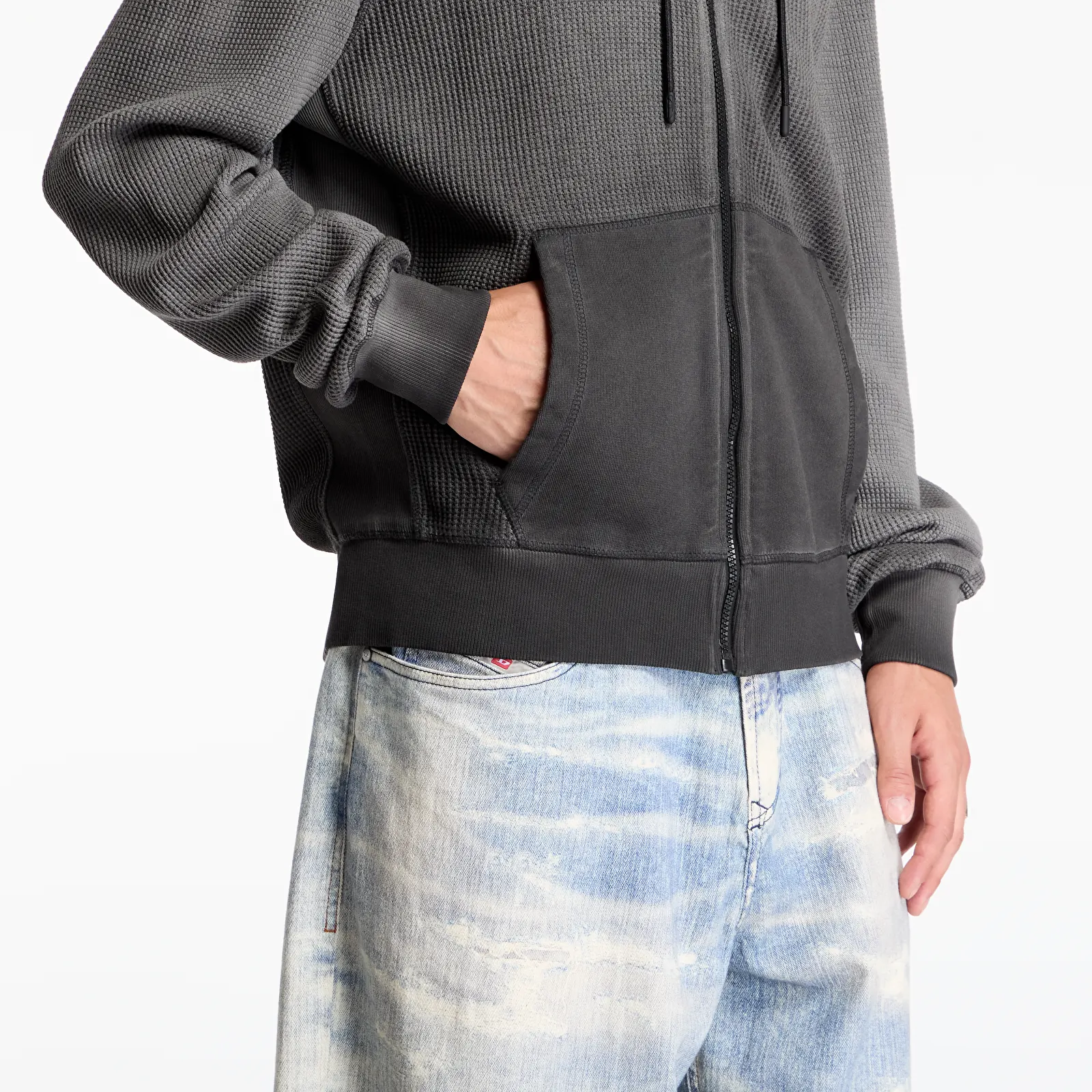 Džemperiai su gobtuvais ir džemperiai Diesel S-Wafy-Hood-Zip Sweat-Shirt Black