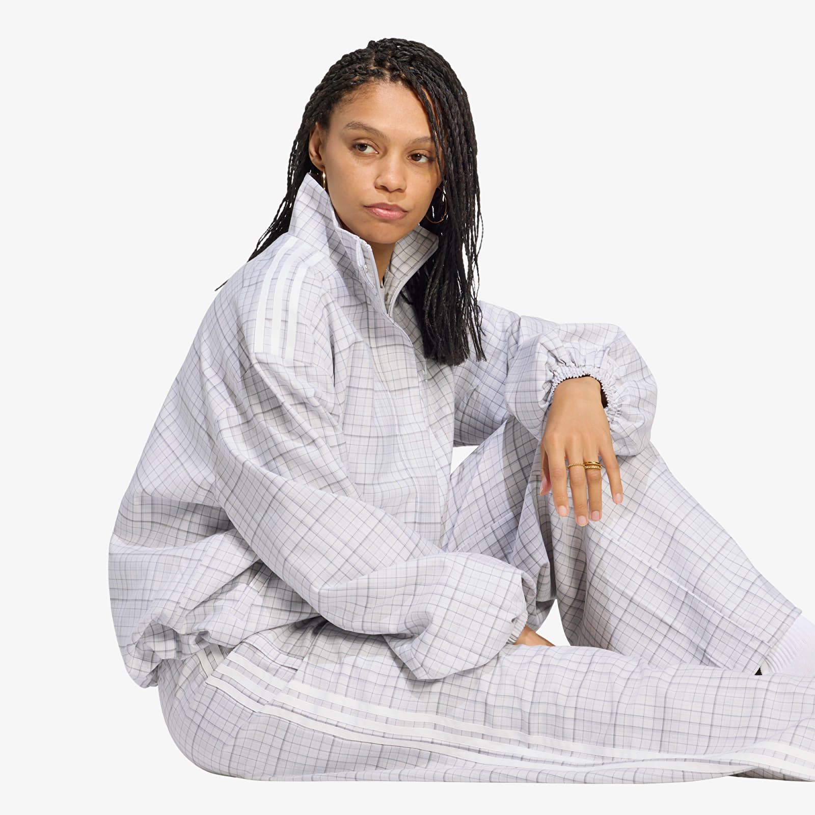 Kabátok adidas Blousy Check Track Top Dash Grey