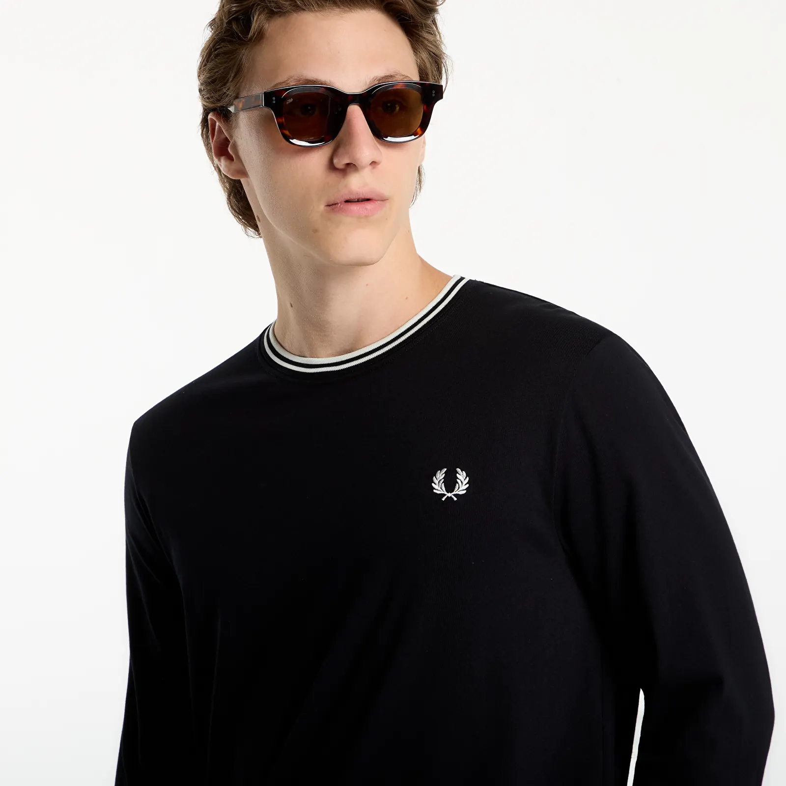 Magliette da uomo FRED PERRY LS Twin Tipped T-shirt Black