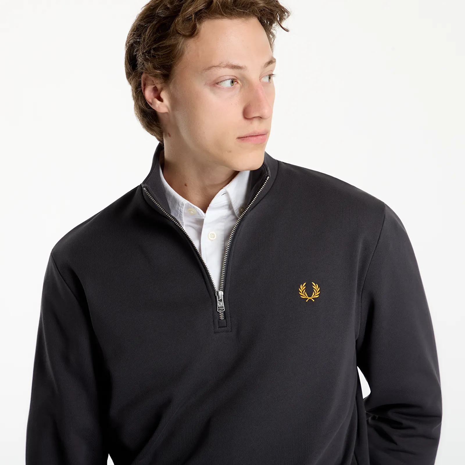 Mikiny FRED PERRY Half Zip Sweatshirt Gray
