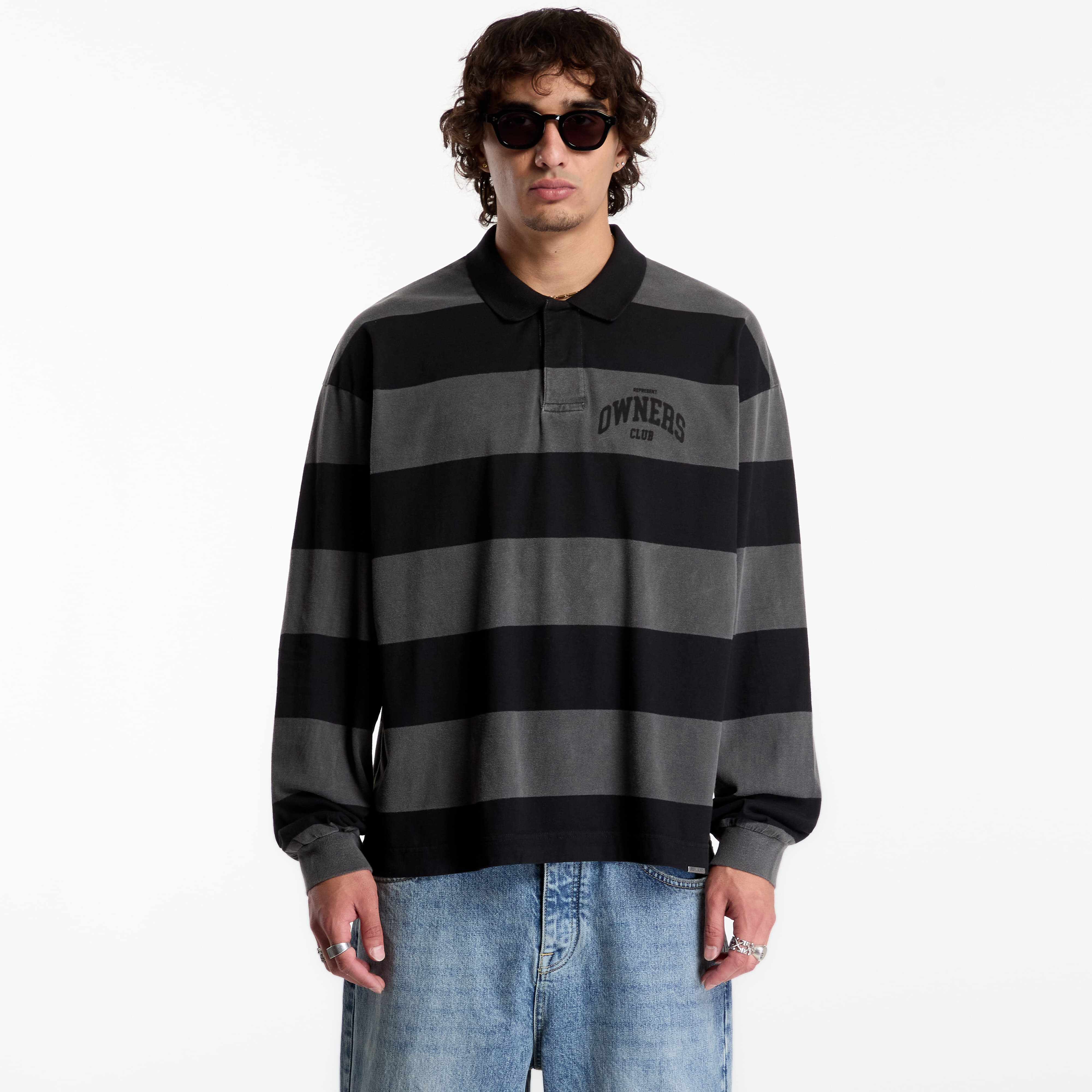T-shirt Represent Owners Rugby Top UNISEX Weathered Black XL