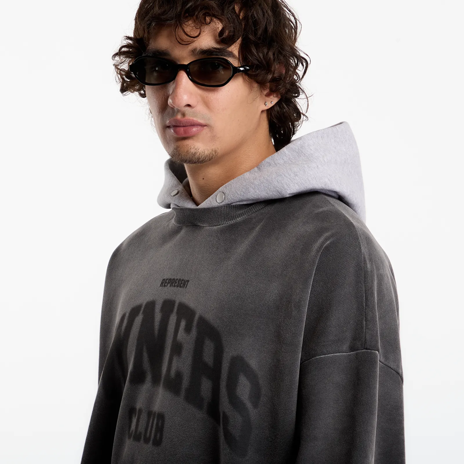 Mikinas ar kapuci un sporta krekli Represent Owners Hoodie UNISEX Weathered Black