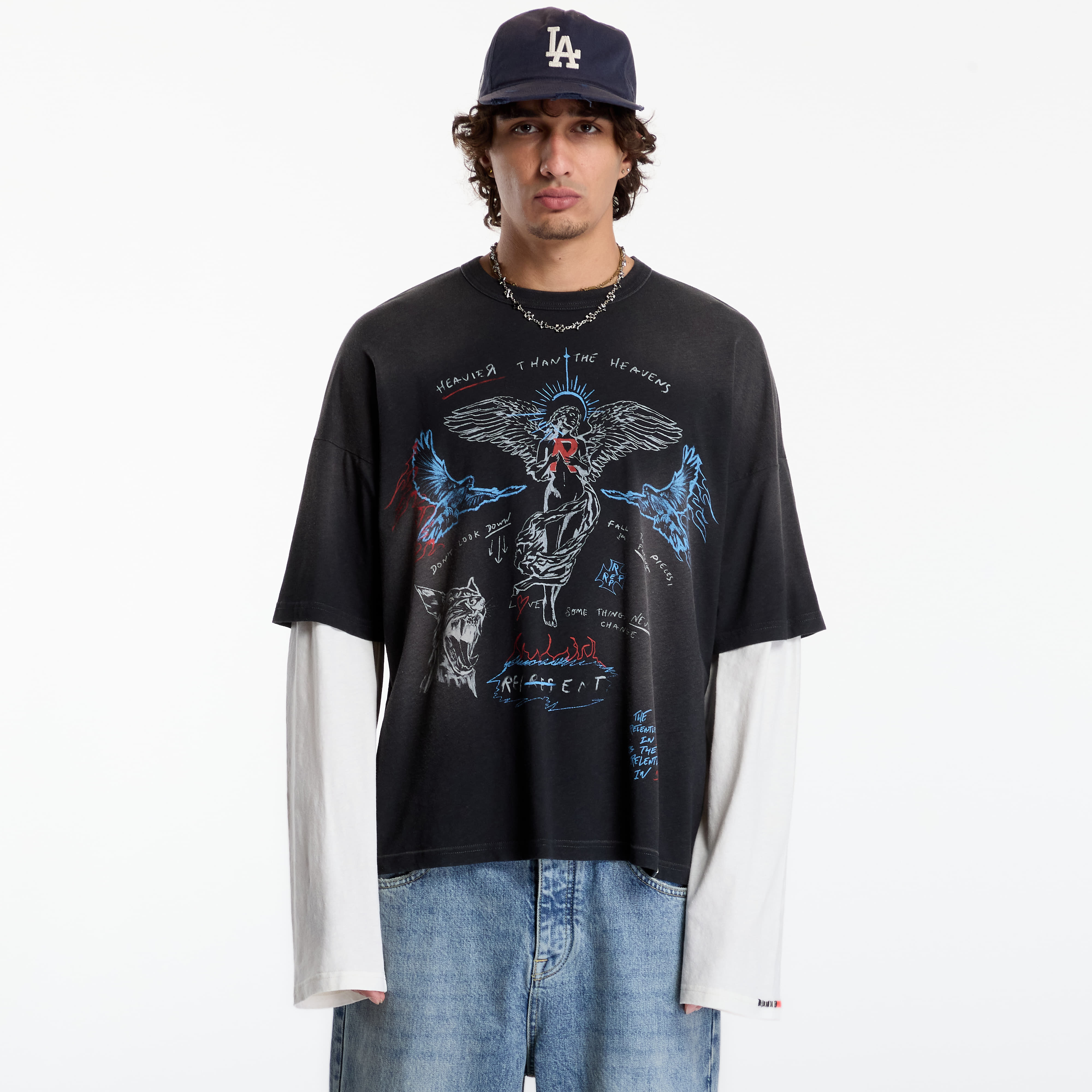 T-shirt Represent Heavier Than The Heavens Ls T-Shirt UNISEX Washed Black S