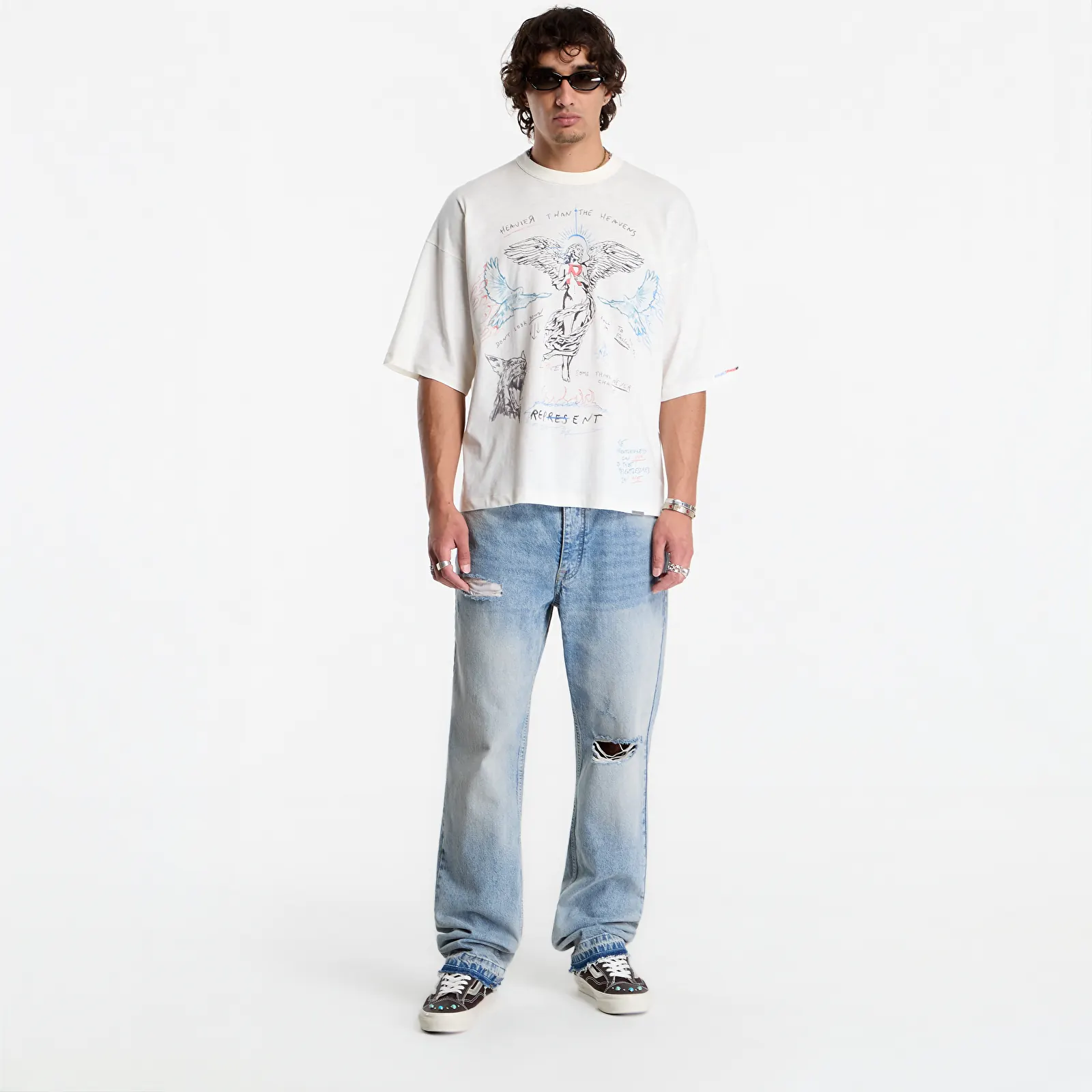 Pólók Represent Heavier Than The Heavens T-Shirt UNISEX Antique White