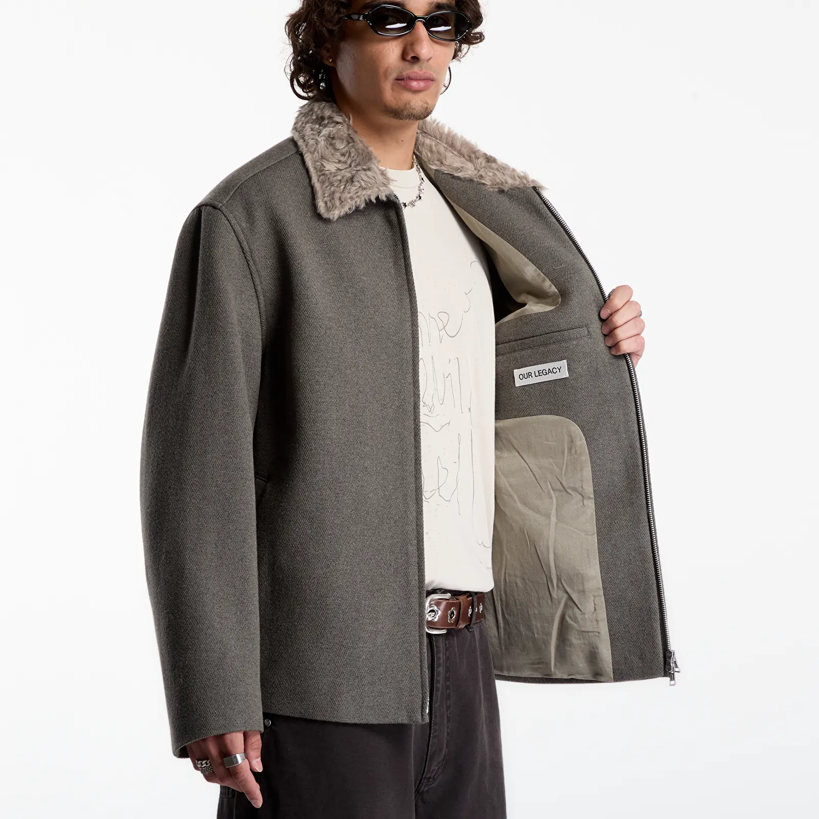 Coats OUR LEGACY Evolved Jacket Night Pine Fishbone Bound Wool