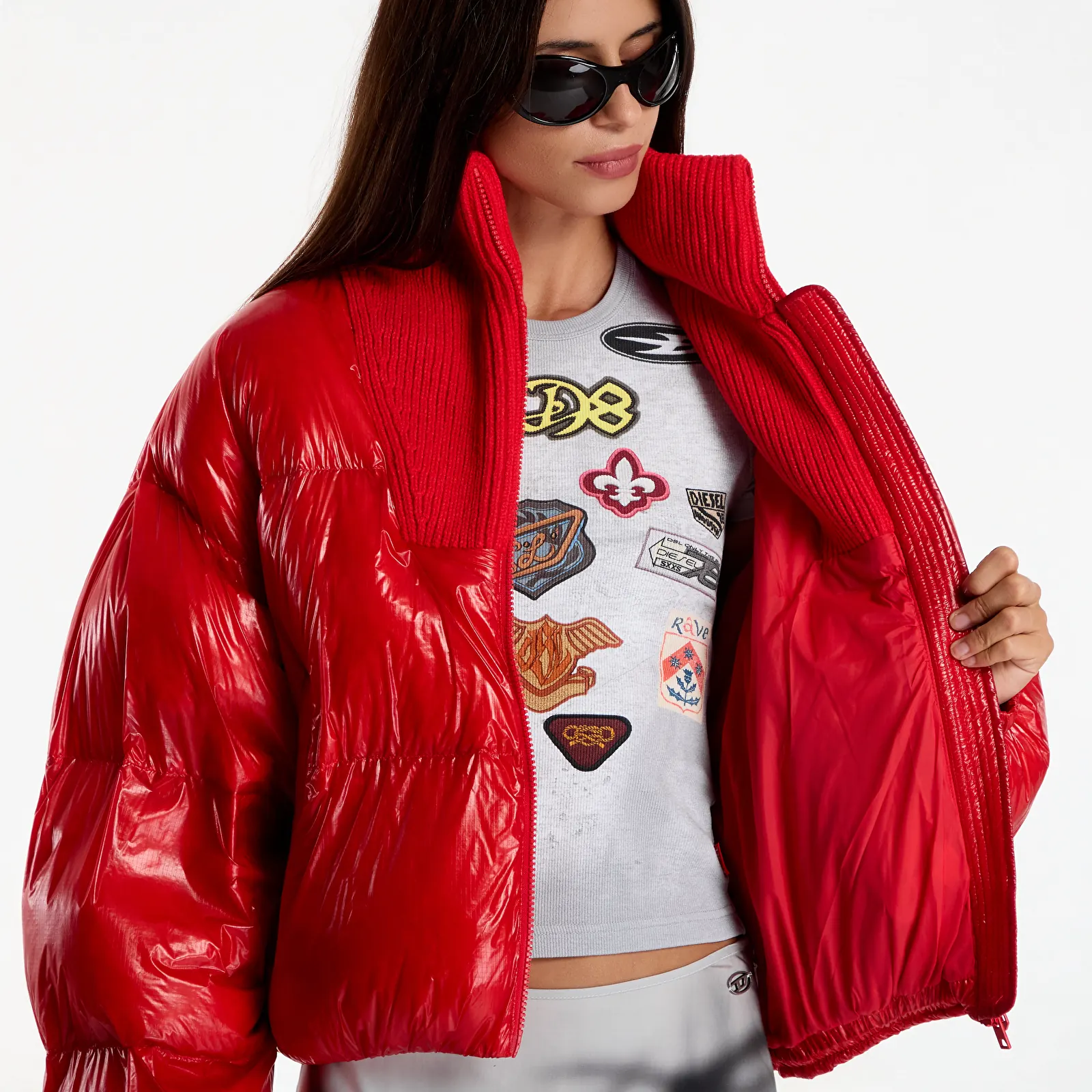 Sieviešu pūra jakas Diesel W-Arrior Jacket Racing Red