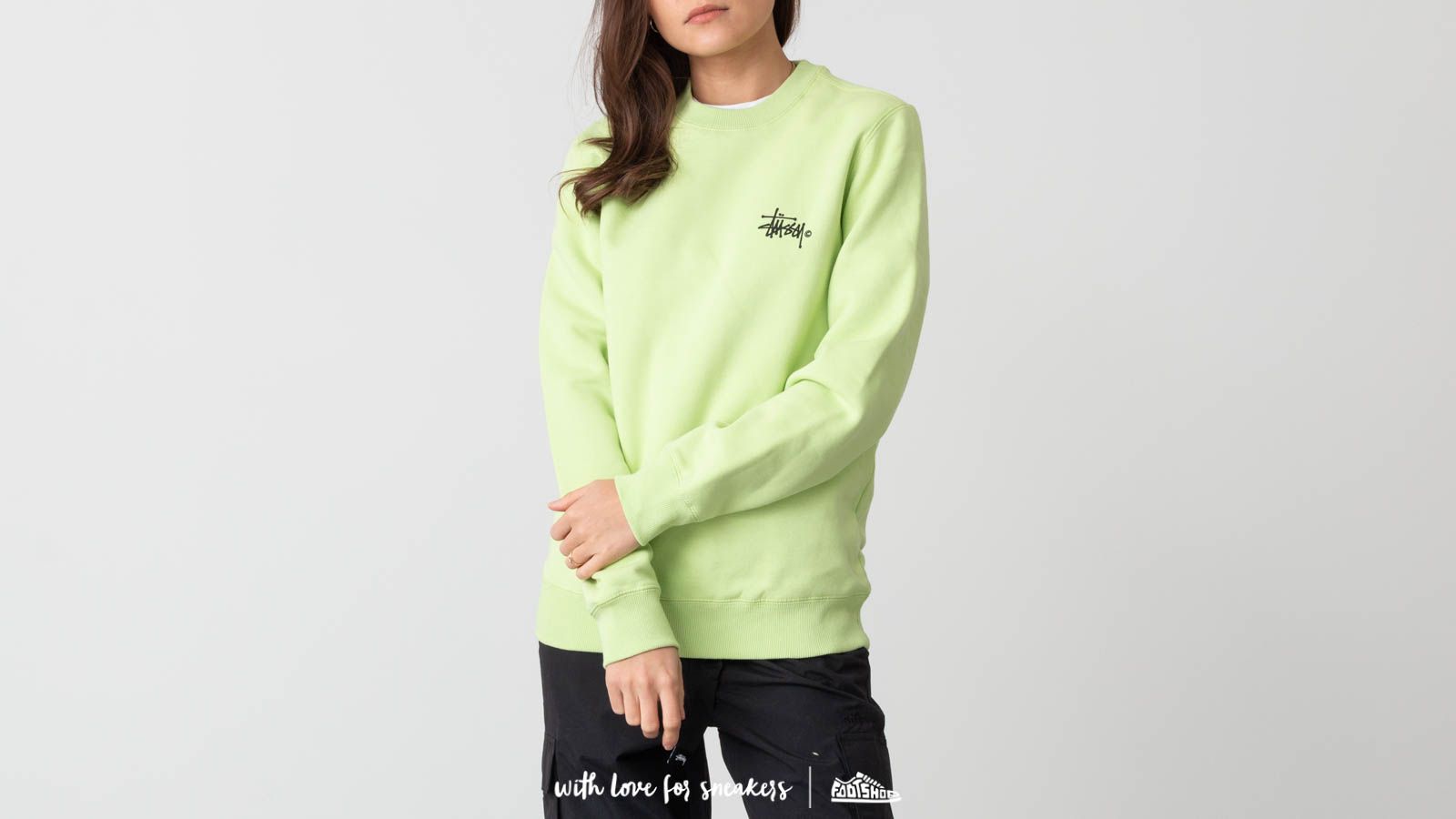 Sweatjacken und Sweatshirts Stüssy Basic Logo Crewneck Pale Green
