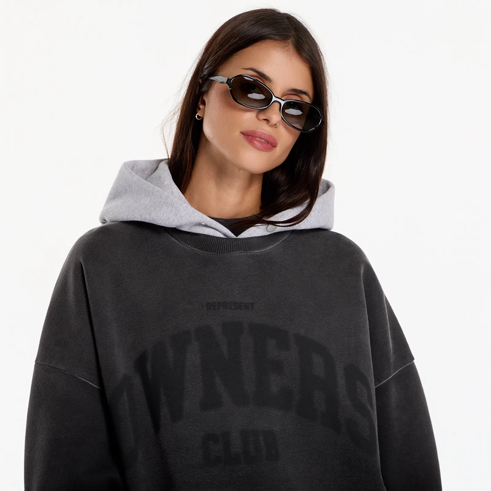 Mikinas ar kapuci un sporta krekli Represent Owners Hoodie UNISEX Weathered Black