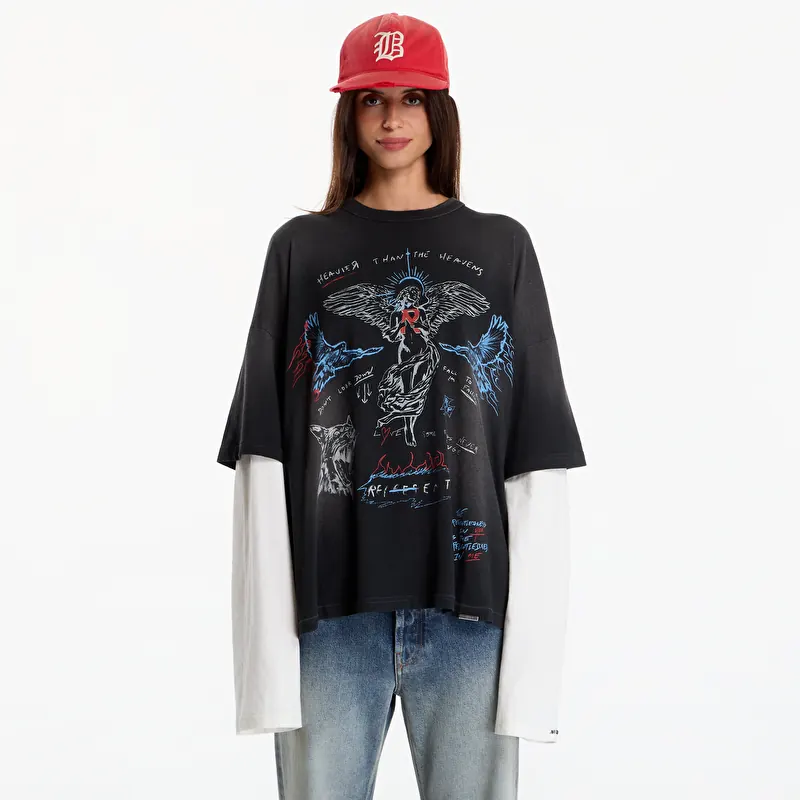 Maglietta Represent Heavier Than The Heavens Ls T-Shirt UNISEX Washed Black