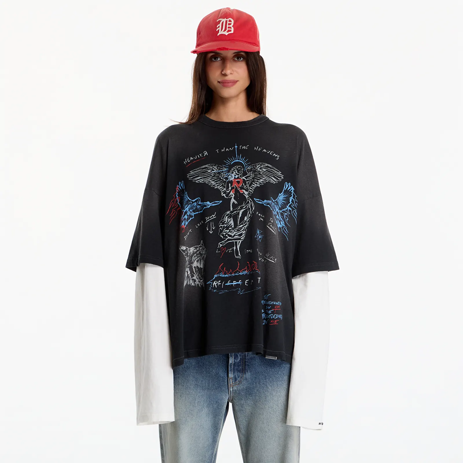 T-krekli Represent Heavier Than The Heavens Ls T-Shirt UNISEX Washed Black