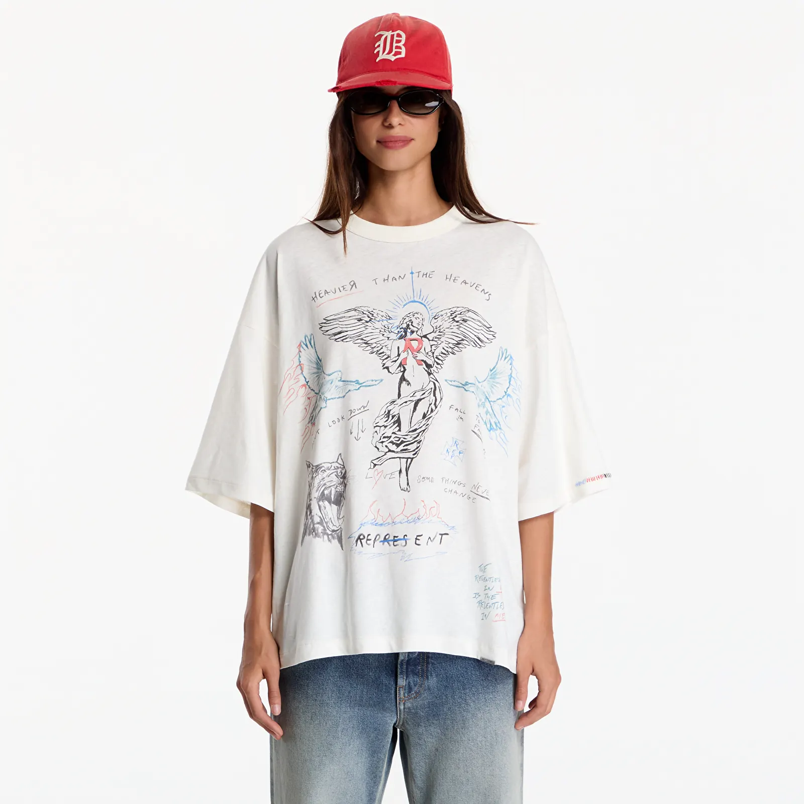 Pólók Represent Heavier Than The Heavens T-Shirt UNISEX Antique White