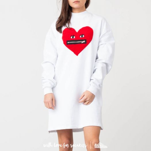 Dress Lazy Oaf Zippy Heart Sweater Dress White Footshop - Main Image