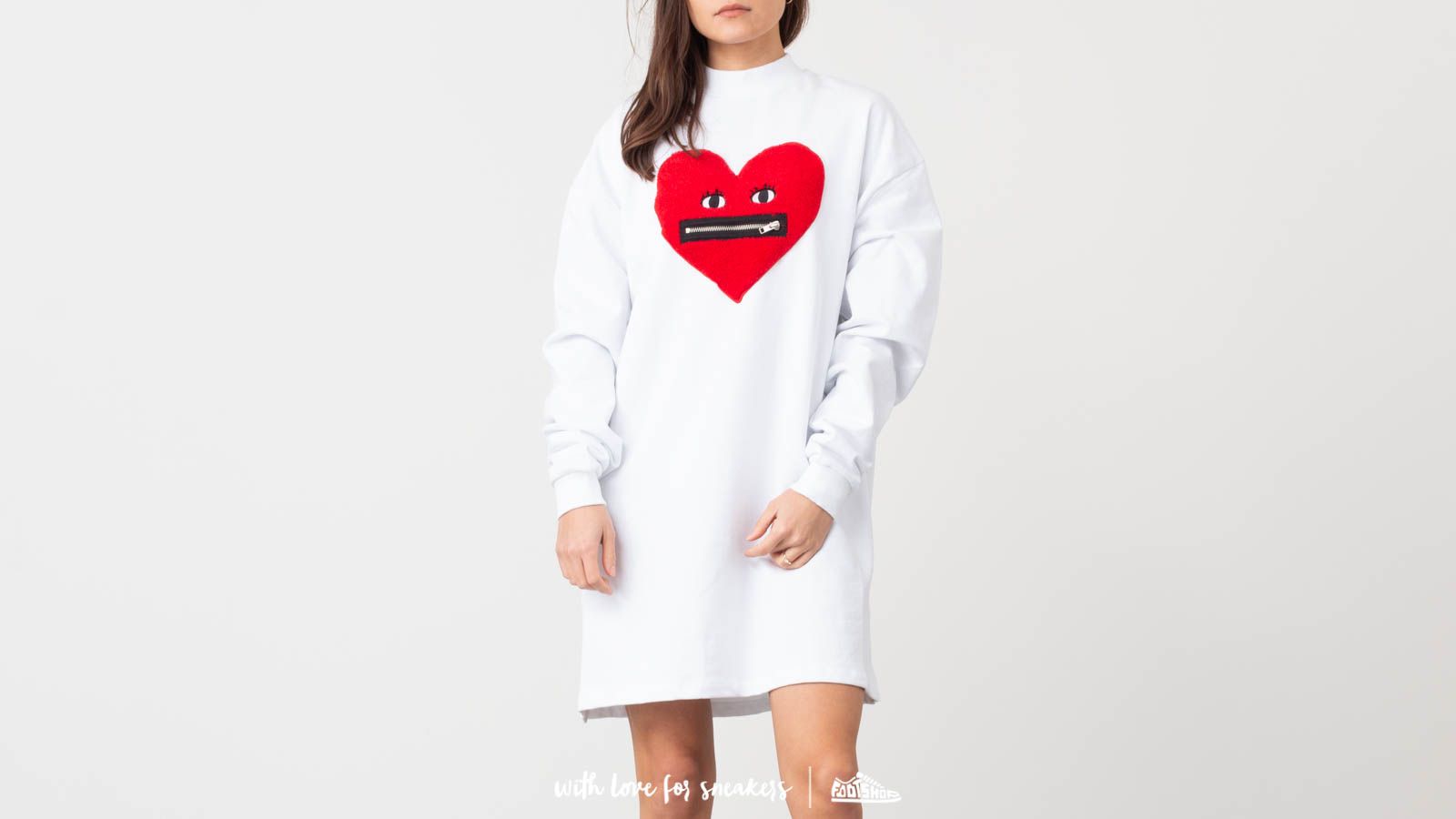 Dress Lazy Oaf Zippy Heart Sweater Dress White Footshop