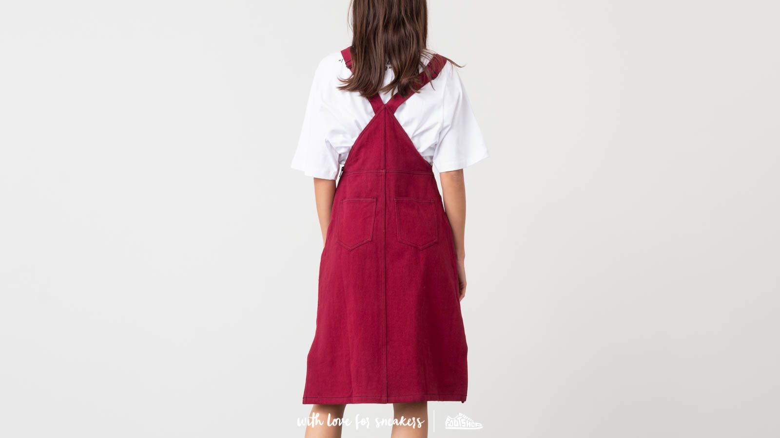 Dress Lazy Oaf Contrast Stitch Pinafore Dress Red (LOW30071HOLLRG) |  Footshop