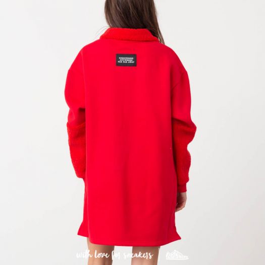 Dress Lazy Oaf Fleece Panel Sweater Dress Red (LOW30072HOLSM) | Footshop
