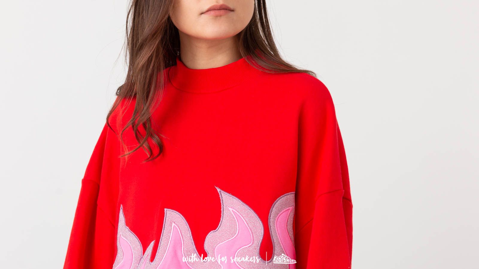 Hoodies and sweatshirts Lazy Oaf On Fire Sweatshirt Pink Red Footshop