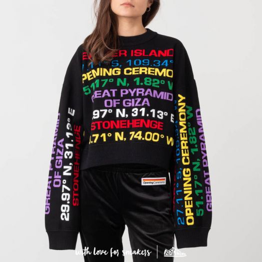 Pullover Opening Ceremony Destination Hand Knit Graphic Sweatshirt Black Multi Footshop