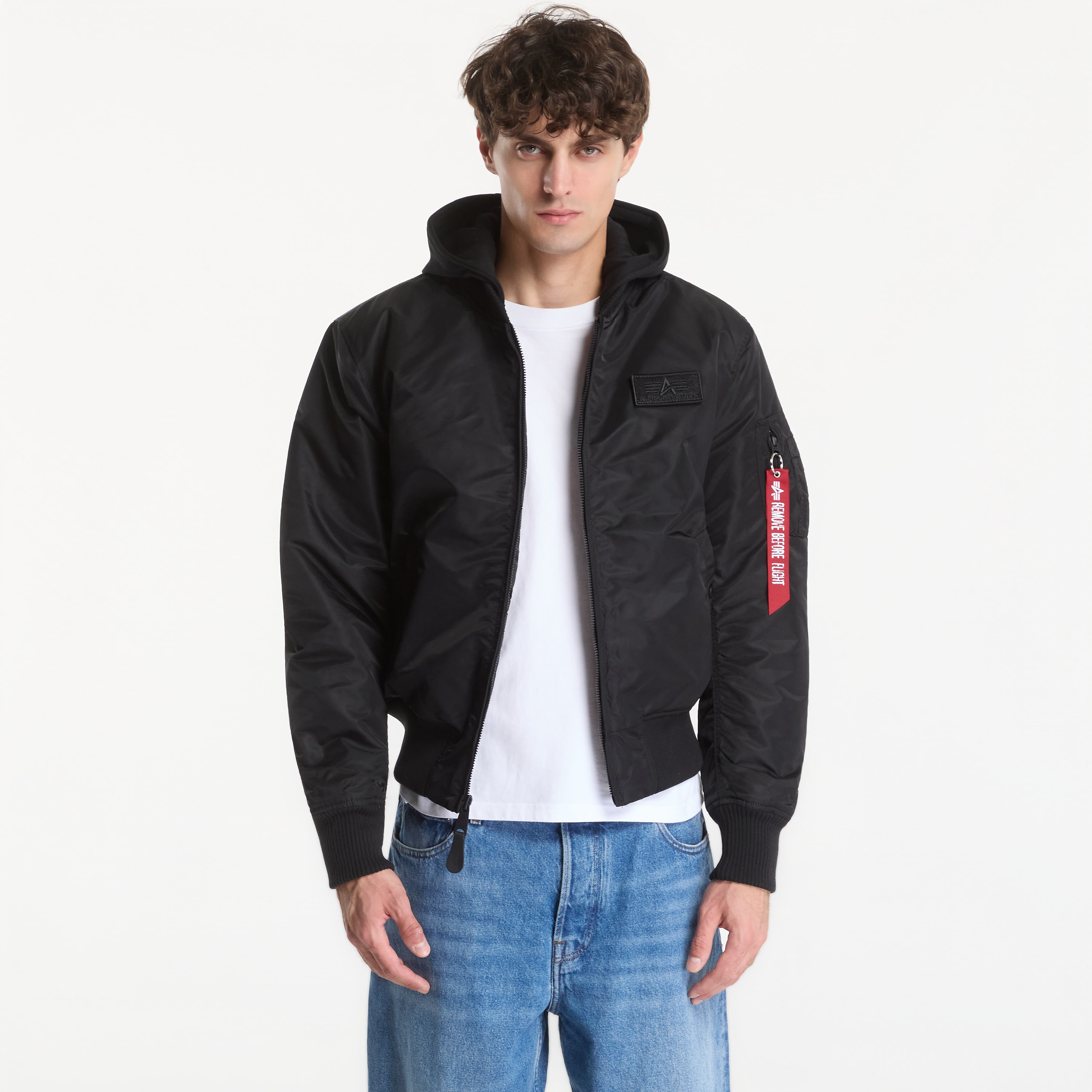 Jacket Alpha Industries MA-1 Zip Hood Backprint Black/ Reflective XL