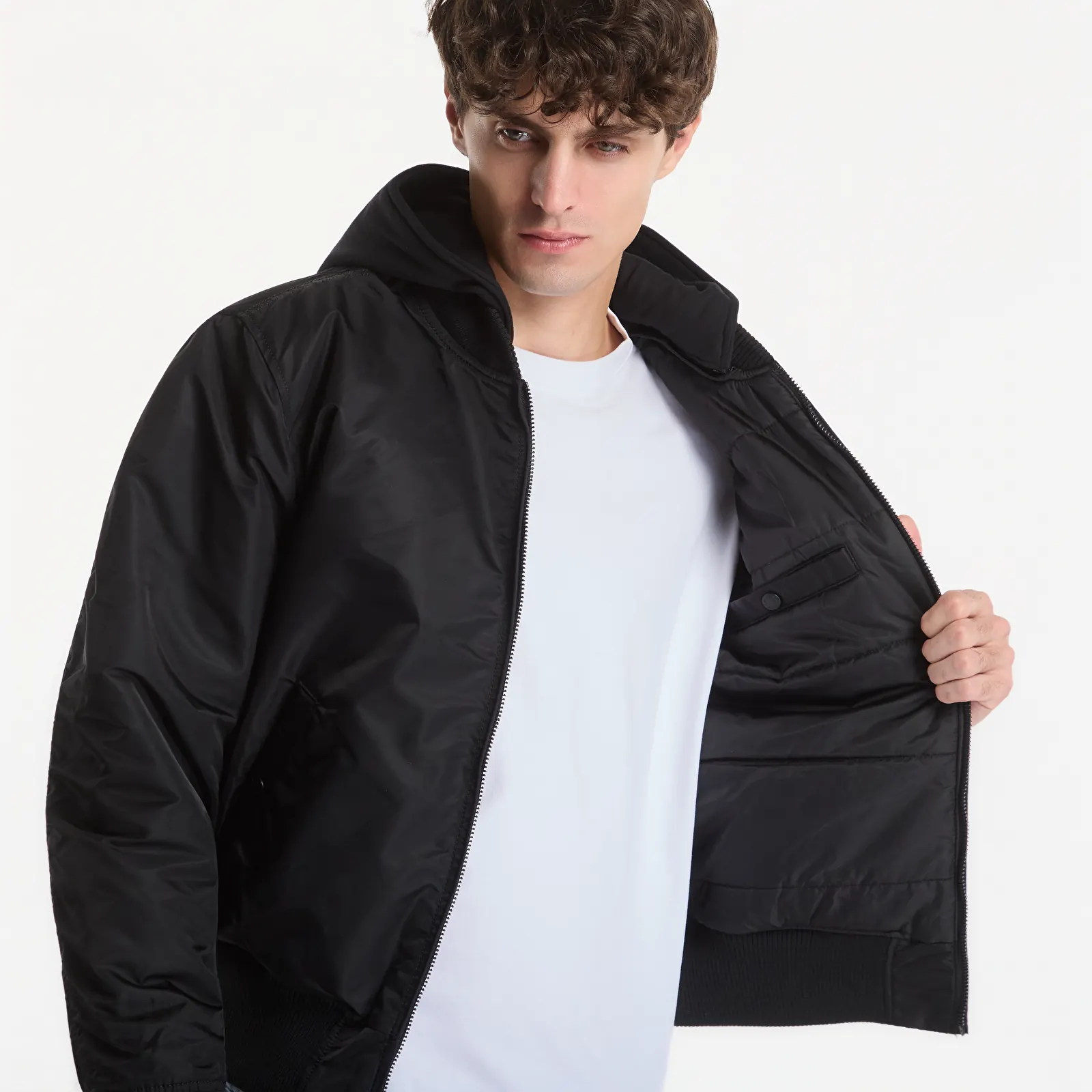 Men's jackets Alpha Industries MA-1 Zip Hood Backprint Black/ Reflective