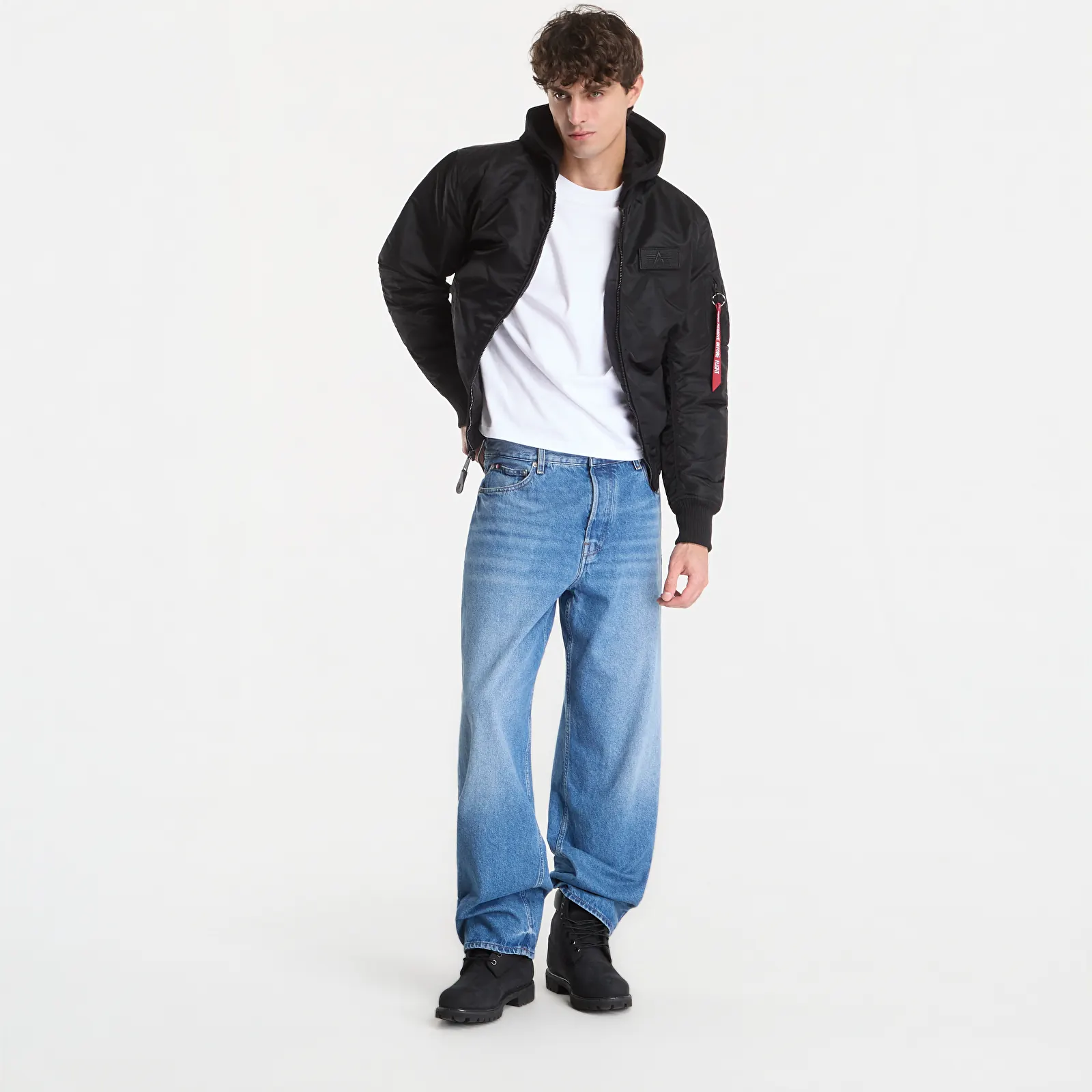 Men's jackets Alpha Industries MA-1 Zip Hood Backprint Black/ Reflective