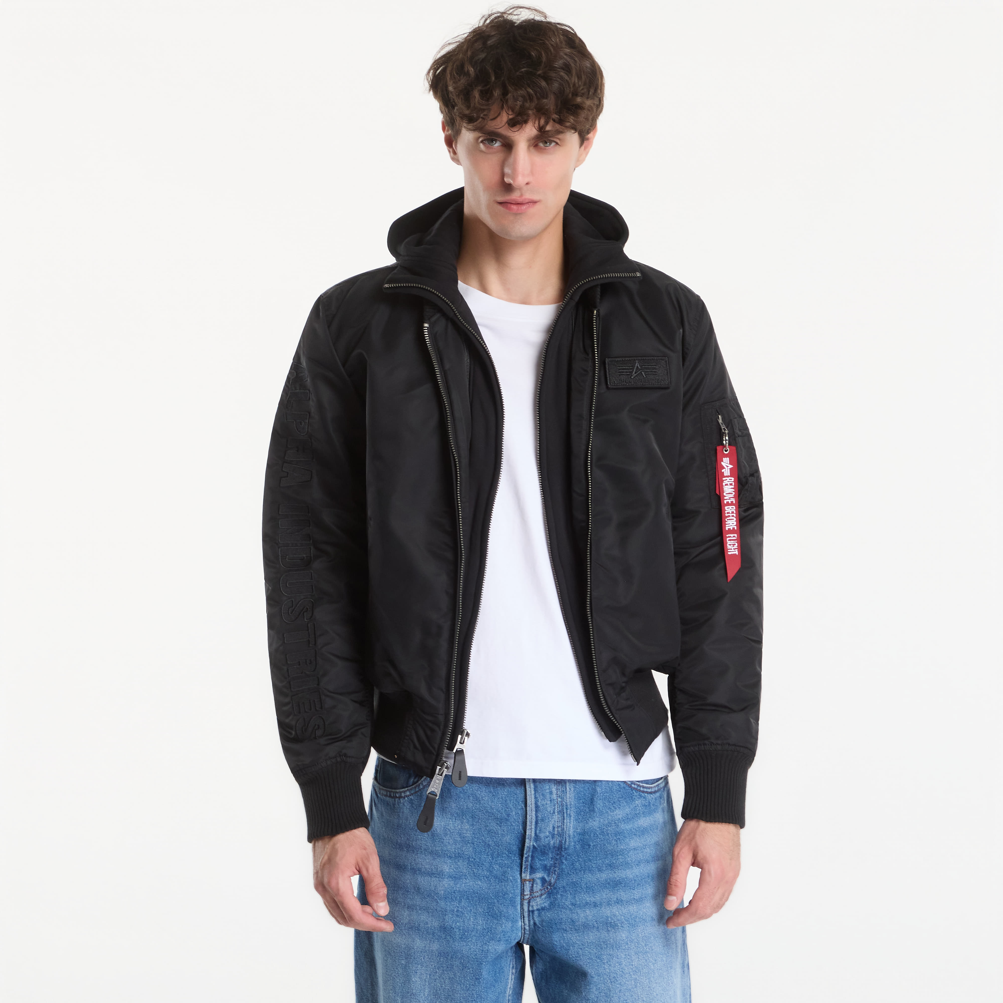 Яке Alpha Industries MA-1 D-Tec Sleeve Embroidery Black/ Black L