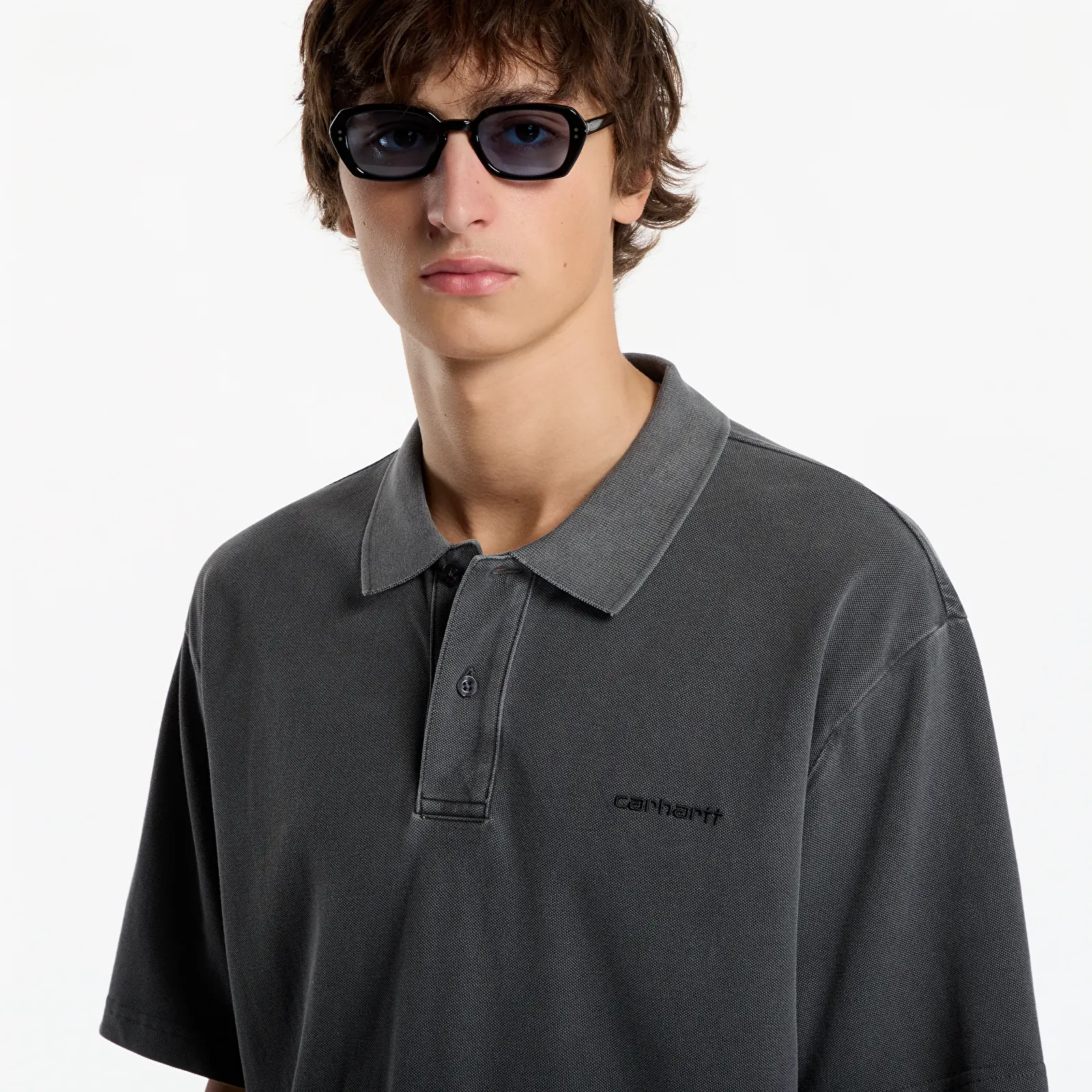 Men's T-shirts Carhartt WIP S/S Wayne Polo UNISEX Black Garment Dyed