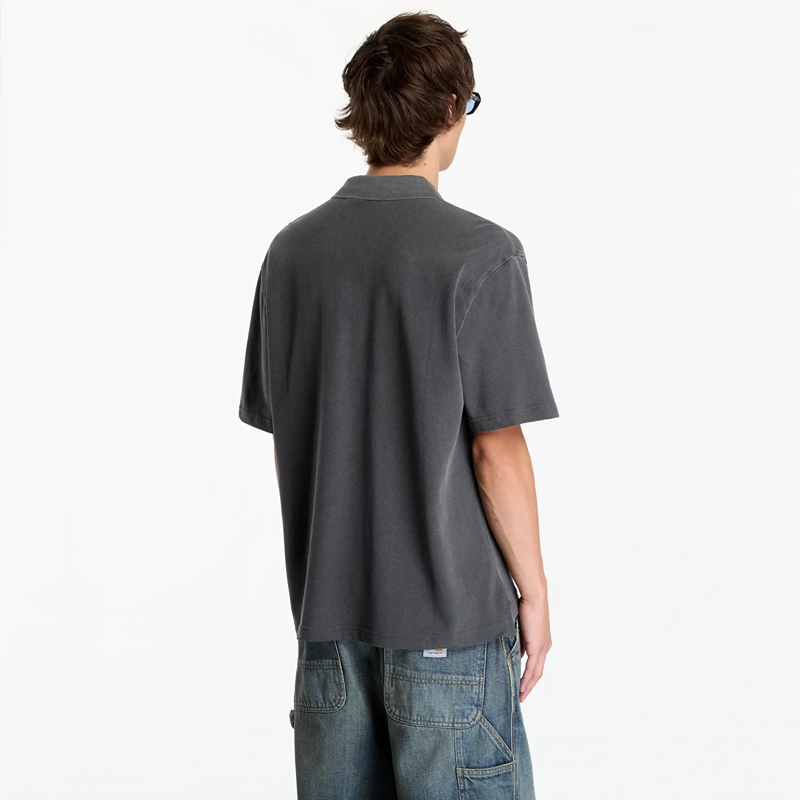 Men's T-shirts Carhartt WIP S/S Wayne Polo UNISEX Black Garment Dyed