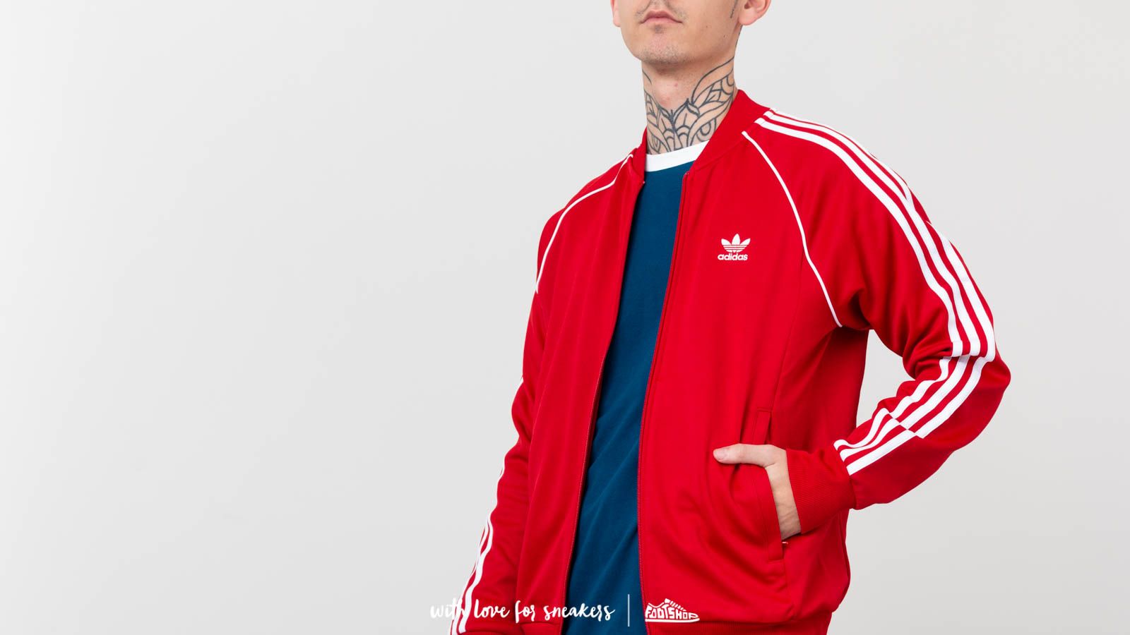 Hoodies and sweatshirts adidas SST Tracktop Crewneck Power Red Footshop
