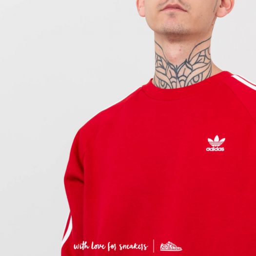 Hoodies and sweatshirts adidas Originals 3 Stripes Crewneck Power Red Footshop
