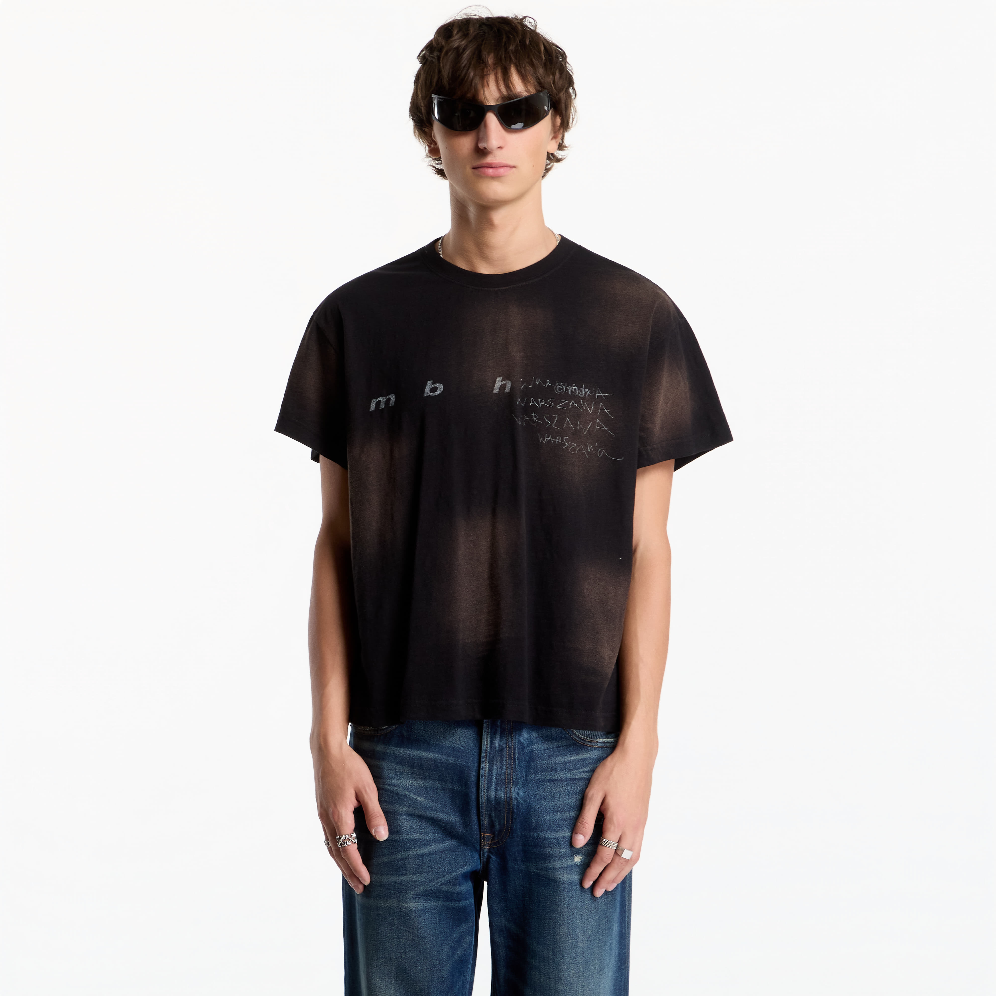 T-shirt MISBHV M B H Spot Wash Burnt Black T-Shirt UNISEX Washed Black XXL