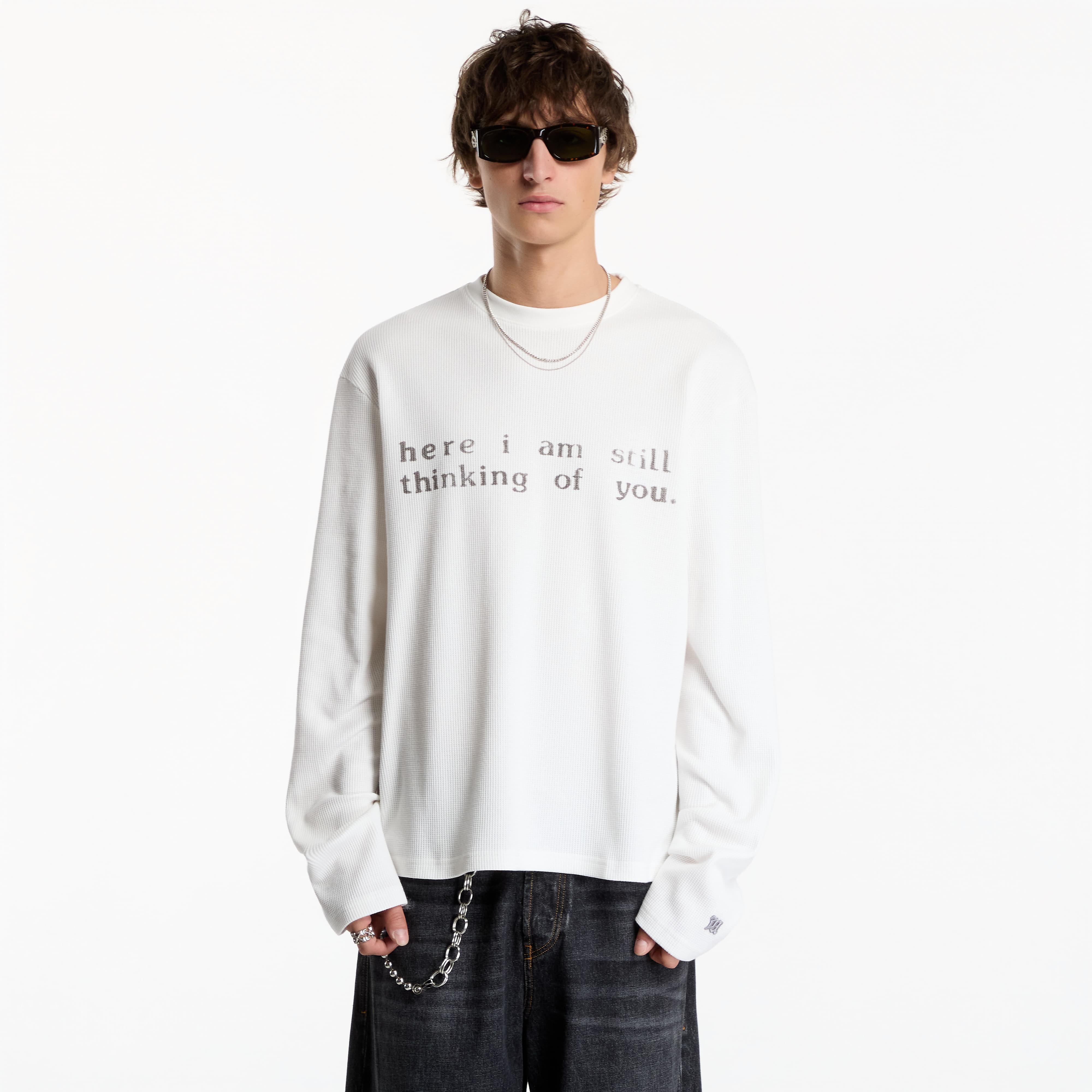 T-shirt MISBHV Here I Am Still Thinking Of You Waffle Longsleeve UNISEX Off White L