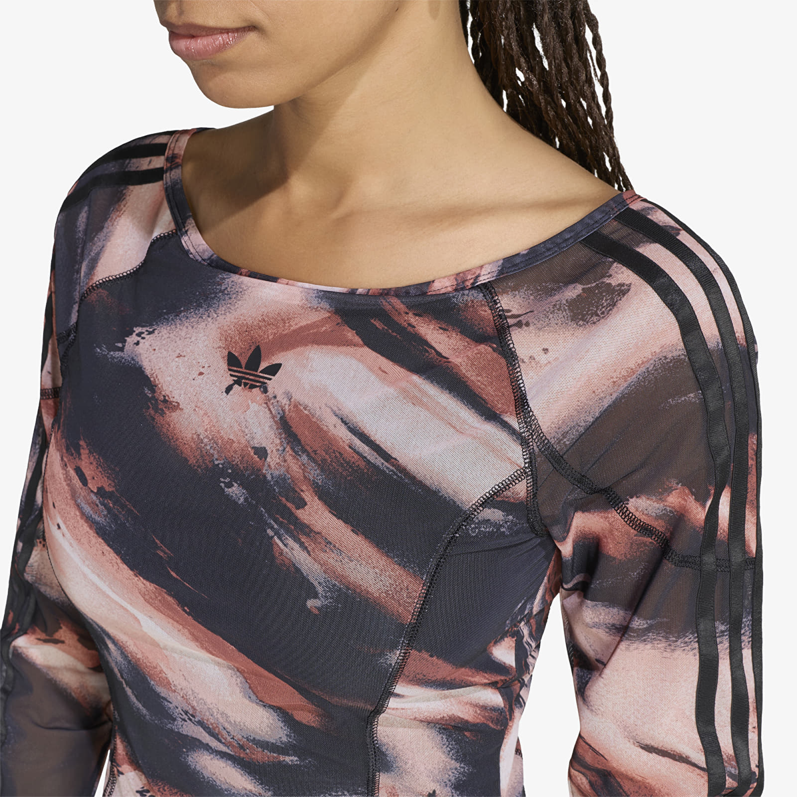 Ženske haljine adidas Graphic Mini Dress Vermillion/ Crystal Linen/ Aurora Coffee