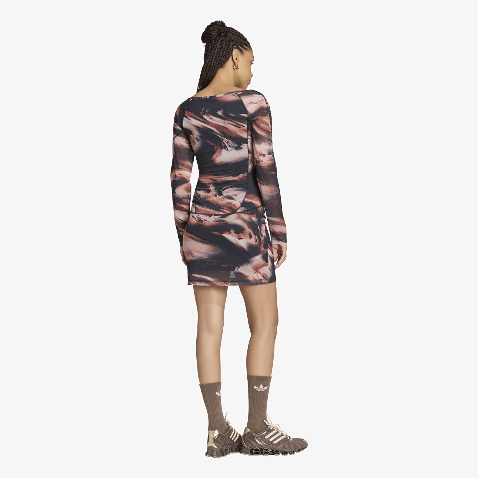 Ženske haljine adidas Graphic Mini Dress Vermillion/ Crystal Linen/ Aurora Coffee