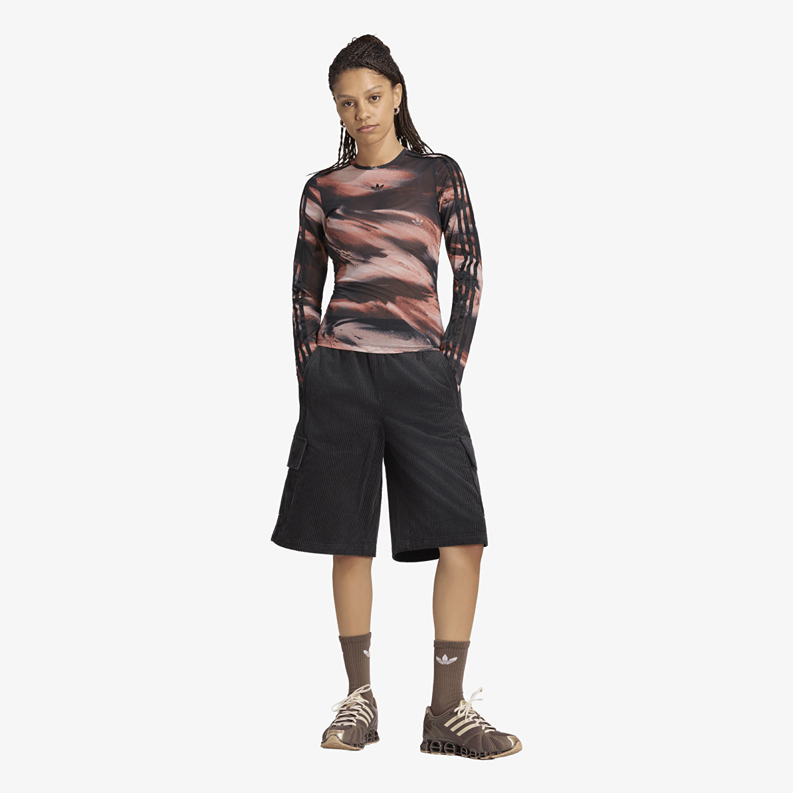 Women's T-shirts adidas Graphic Mesh T-Shirt Vermillion/ Crystal Linen/ Aurora Coffee