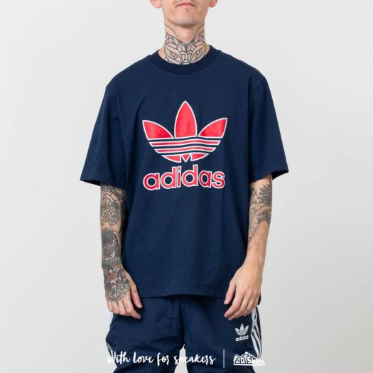 Adidas trefoil t shirt navy hot sale